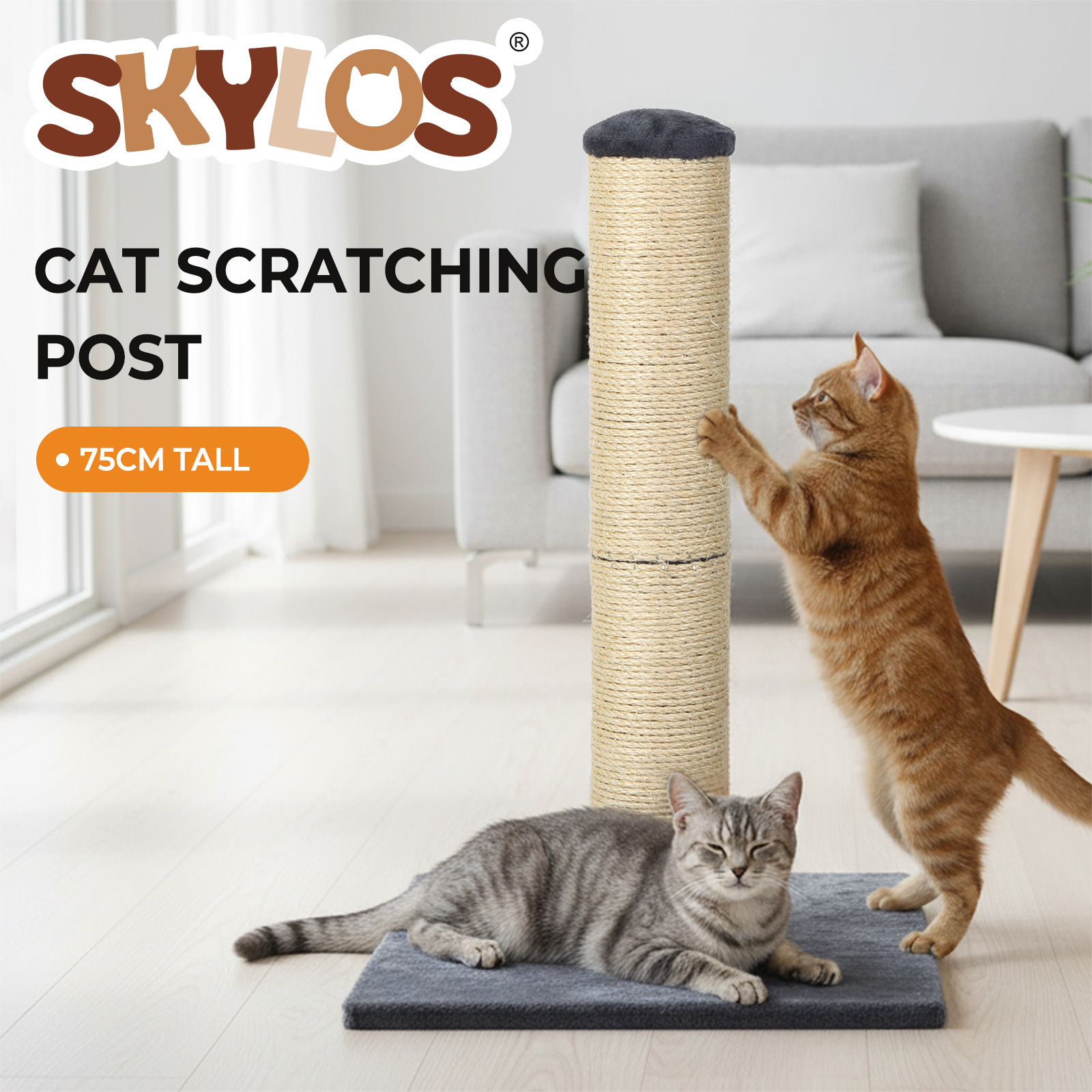 TEMU Ustra Stable Cat Scratching Post, 75cm Sisal Pole With Heavy Duty , Durable Cat Scratcher For Indoor Cats, Kittens And Large Cats