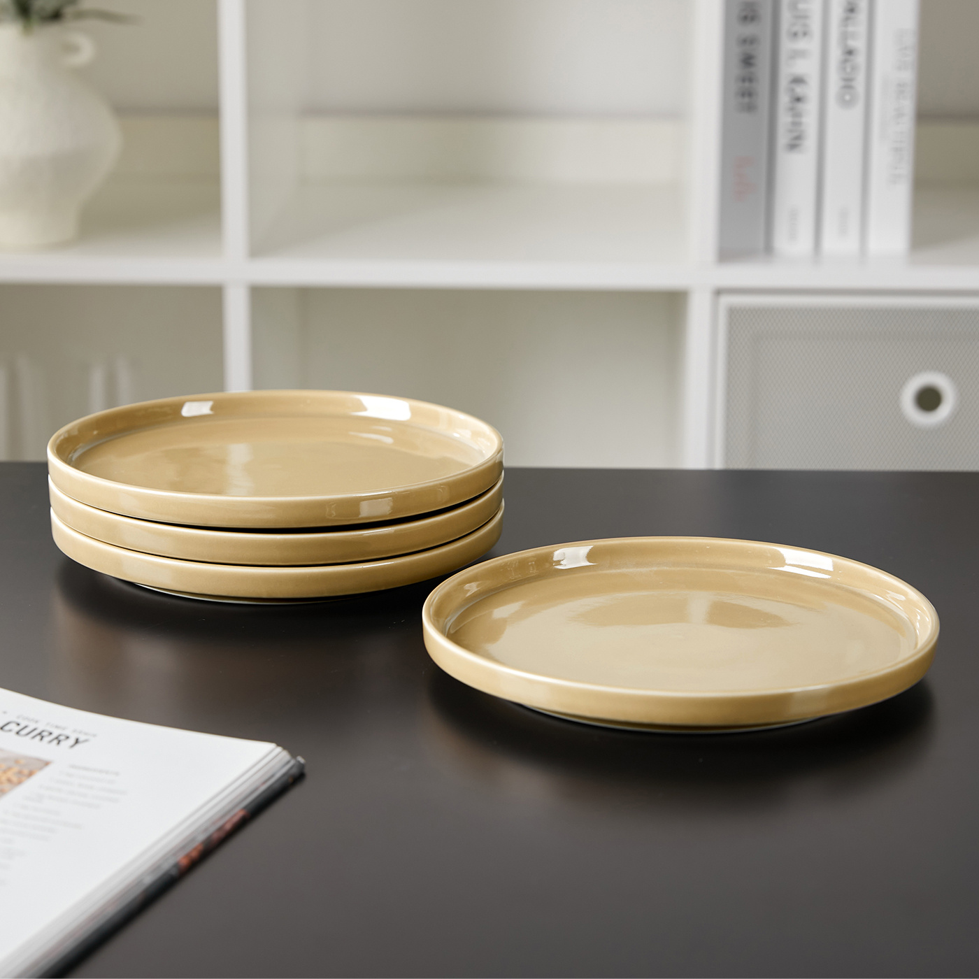 TEMU 4pcs, Ø19.5cm, 8 Inches, Ceramic Tableware Set, Dessert Plate, Salad Plate, Bread Plate, Fruit Plate, Western Plate, Steak Plate, Pasta Plate,