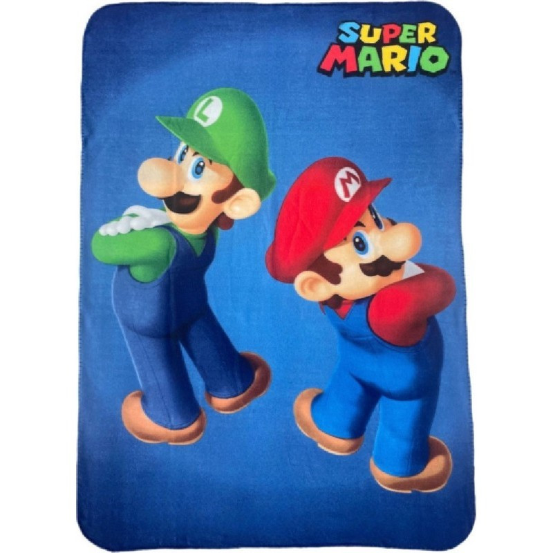Official Soft And Warm Plaid Cover 100X140Cm for Kids with Pile And SUPER MARIO Print, Great Gift Idea