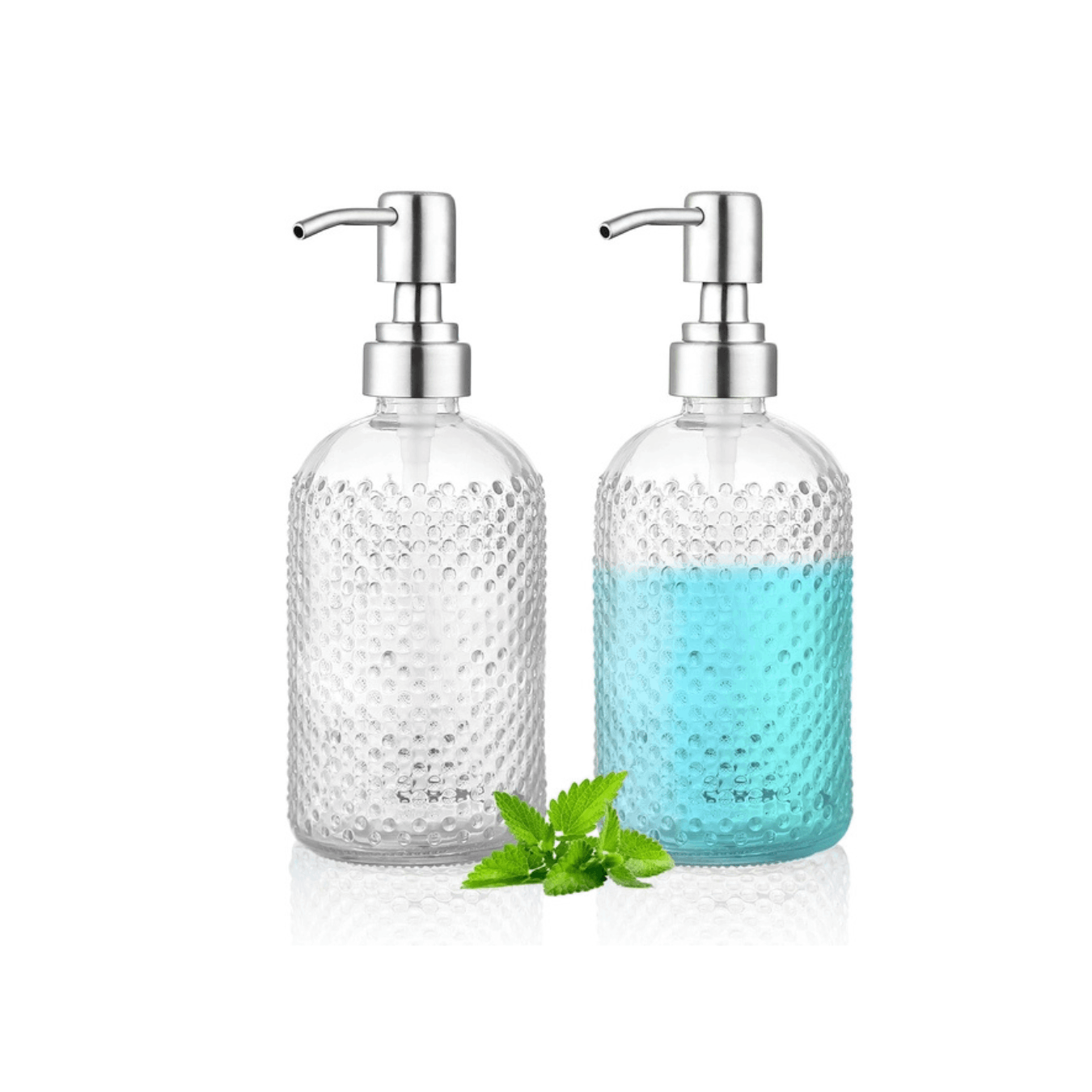 TEMU 2pcs 350ml Soap Dispenser With Clear Glass And Stainless 2-pack 350ml Thick Hand Soap, Essential Oil, Lotion Elegant Glass Soap Dispensers With