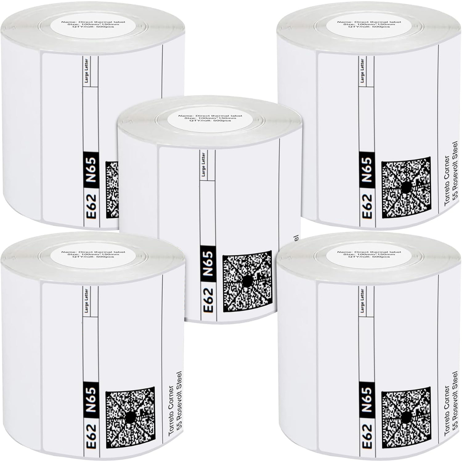 TEMU Isoul 4x6 Direct Thermal Printer Labels 5 Rolls (100mm X 150mm, 2500 Labels) – Premium Self-adhesive Shipping Labels
