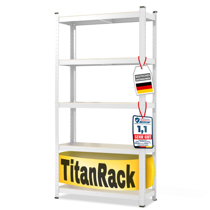 Floordirekt Rack Heavy-duty Shelf, White – Up To 1250 Kg Load Capacity, Plug-in System, Sturdy, Multiple Sizes, Storage & Basement Shelf