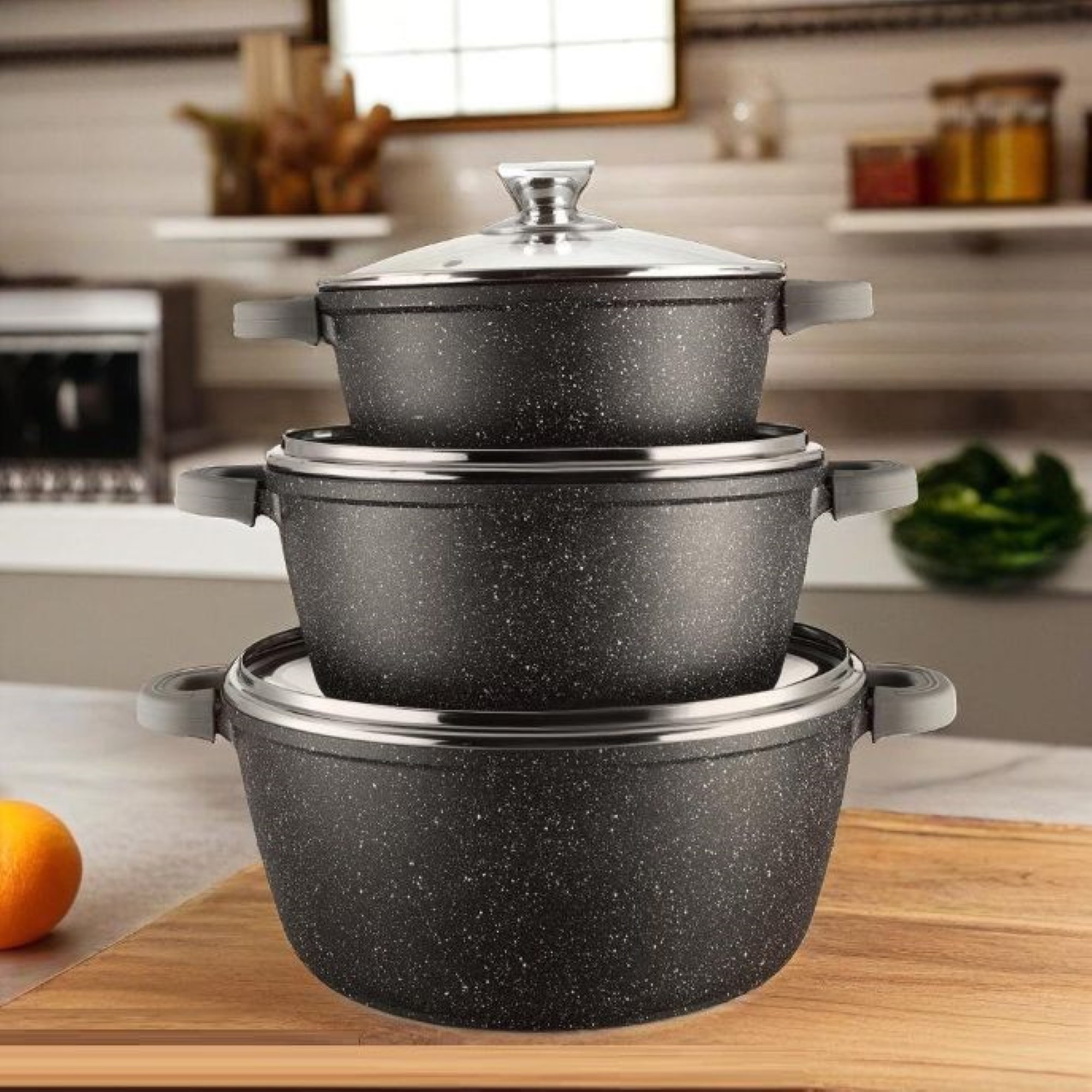 Image of 6pcs Saucepan Set With Lid Ø36cm/ø40cm/ø44cm - Suitable For All Types Of Stoves