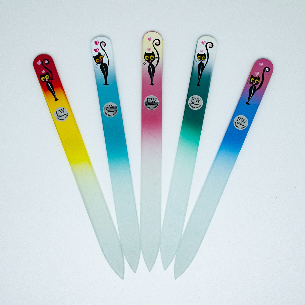 Image of Glass Nail Files Cats Set Of 5pcs - Original Czech Quality - For Natural And Acrylics Nails