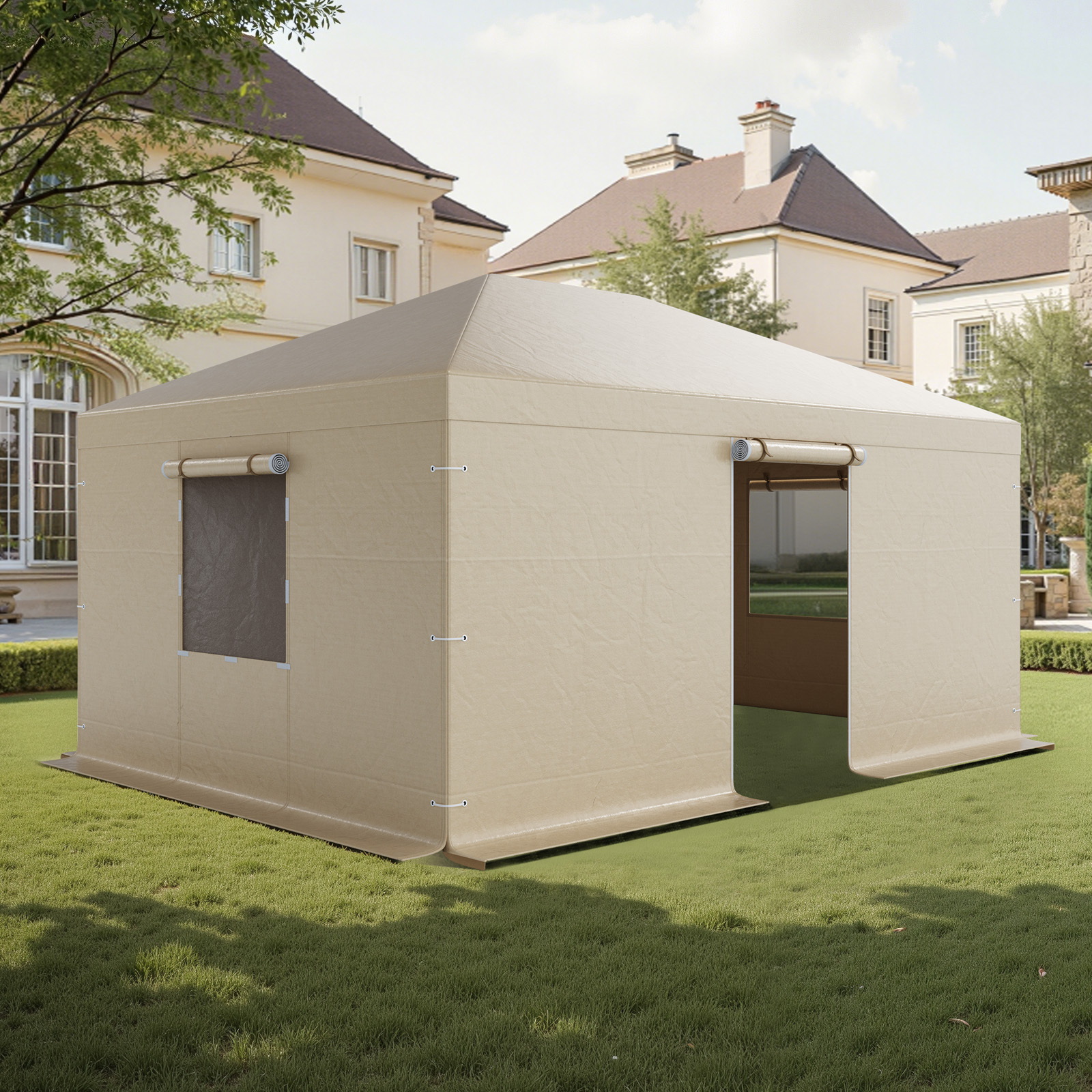 Image of Vevor Winter Gazebo Cover Fits 3.68 X 4.9 M Gazebos, Gazebo Cover With & Windows, High-density Pe Material, Enclosed Storage Shelter Covers, Gazebos Not Included