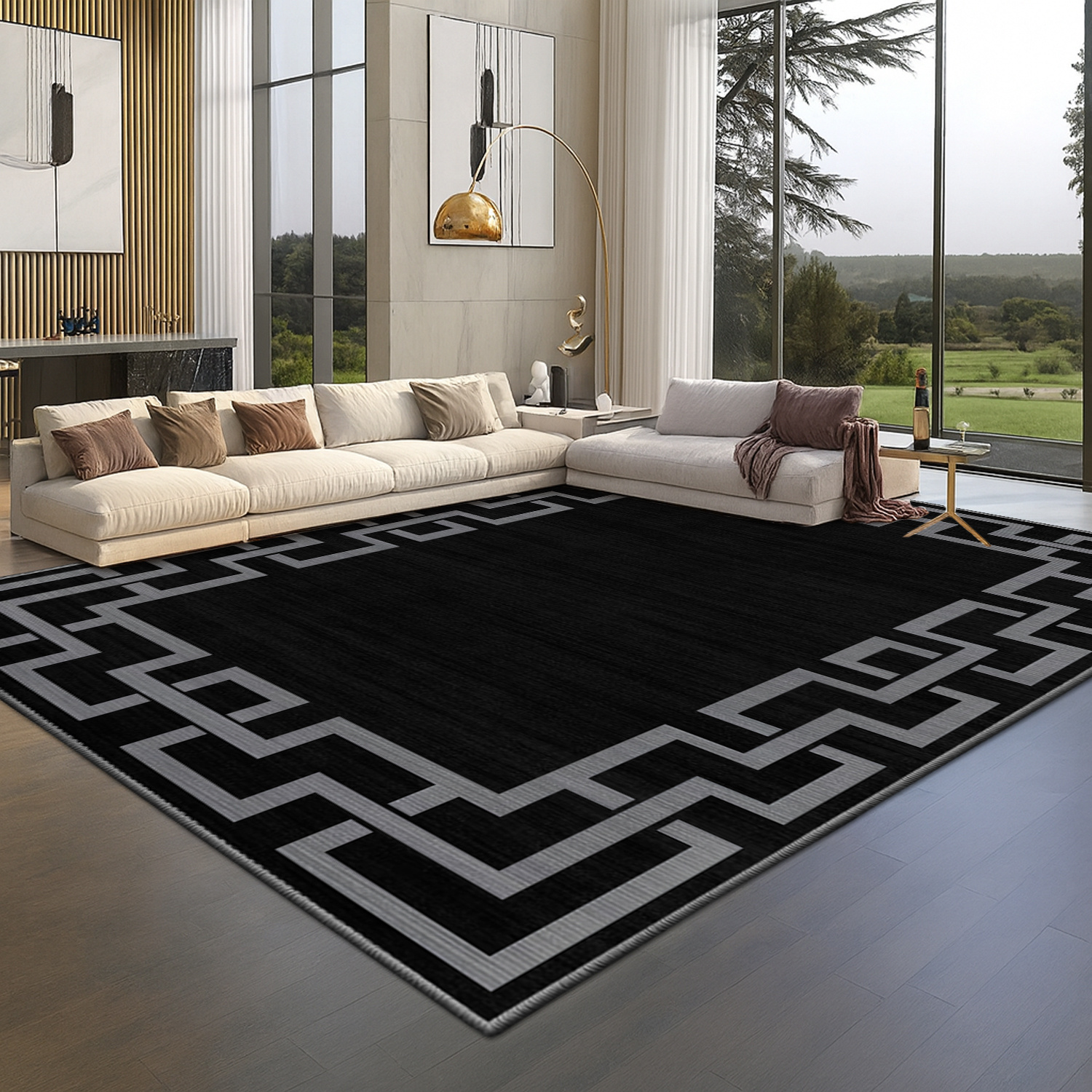 TEMU 1pc Soft Plush Printed Rug – Large Non-slip Washable Area Mat, Thick Sponge Carpet For The Bedroom With Rubber Backing For Living Room, Bedroom,