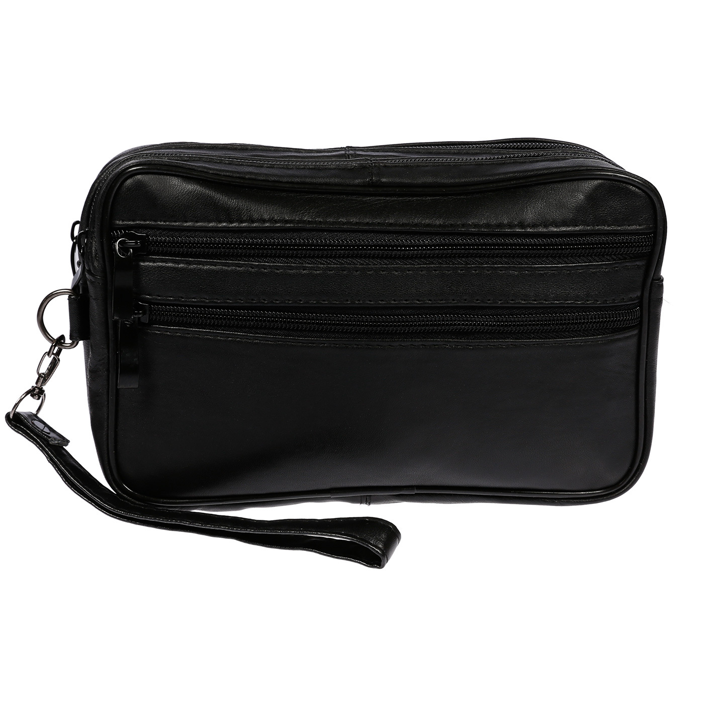 Men's Leather Wristlet Bag, Men's Handbag, Document Bag, Double Compartment Tan