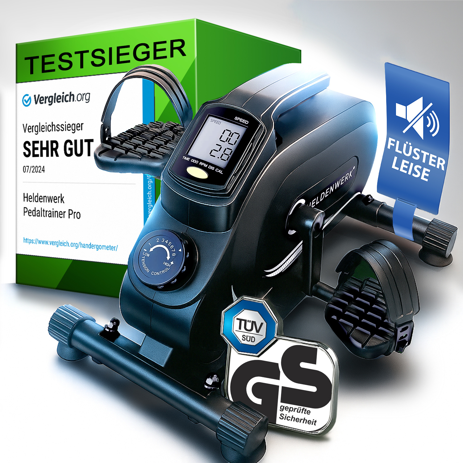 E-shop Pedaltrainer PRO Set - TÜV/GS geprüft | Vergleichssieger | leise & gelenkschonend inkl. Befestigungsband - Arm- und Beintrainer für Zuhause -