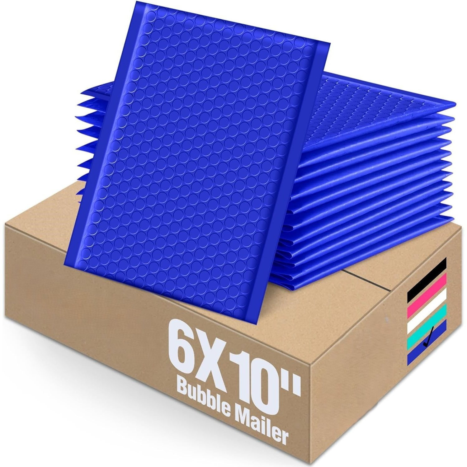 Royal Blue Bubble Mailers 6x10 Inches (50-pack) – Padded Shipping Envelopes With 6x9 Usable Space, Ideal For Small Business Packing And Mailing Supplies