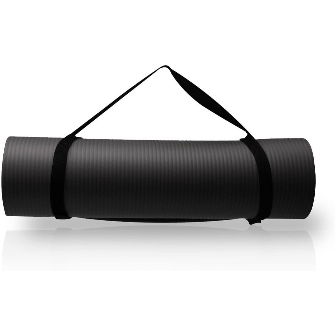E-shop diMio Yogamatte 185×60 cm Schwarz – Fitness- & Gymnastikmatte, phthalatfrei, rutschfest & bequem für Yoga, Pilates & Training zuhause