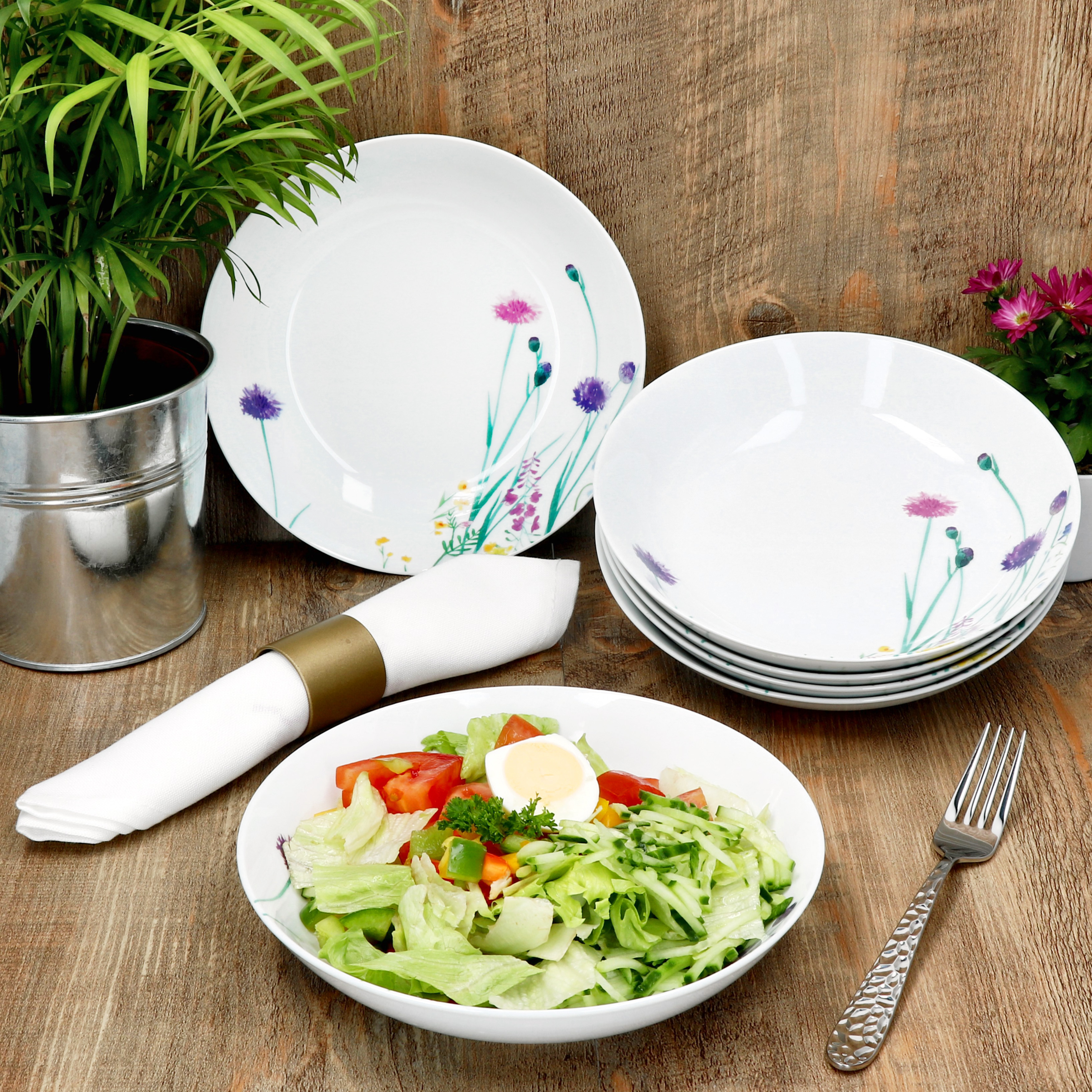 6-piece Set Marie Soup Plates 400ml Porcelain For 6 People, Deep Plates For Pasta