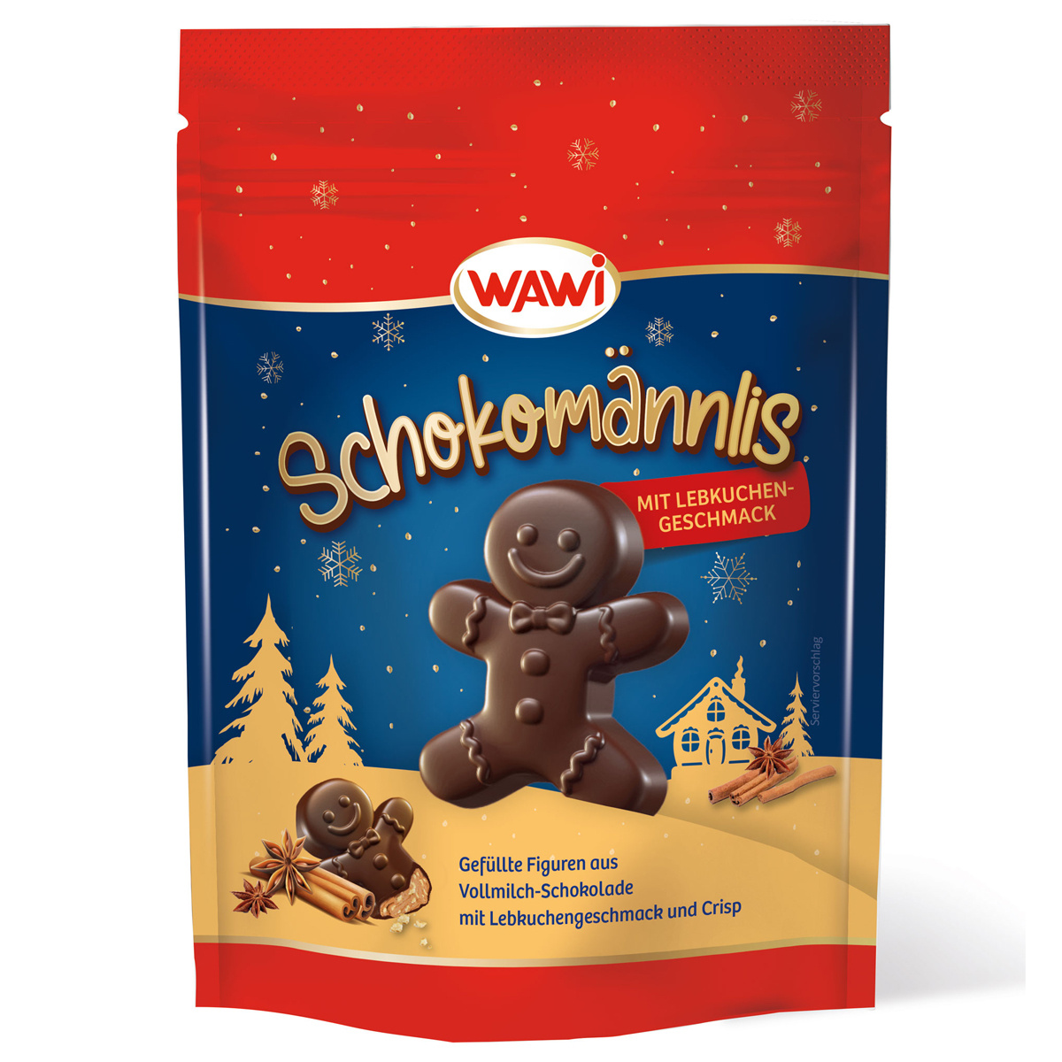 Image of Wawi Chocolate Gingerbread Man Made With Milk Chocolate, Filled With Gingerbread, 120g