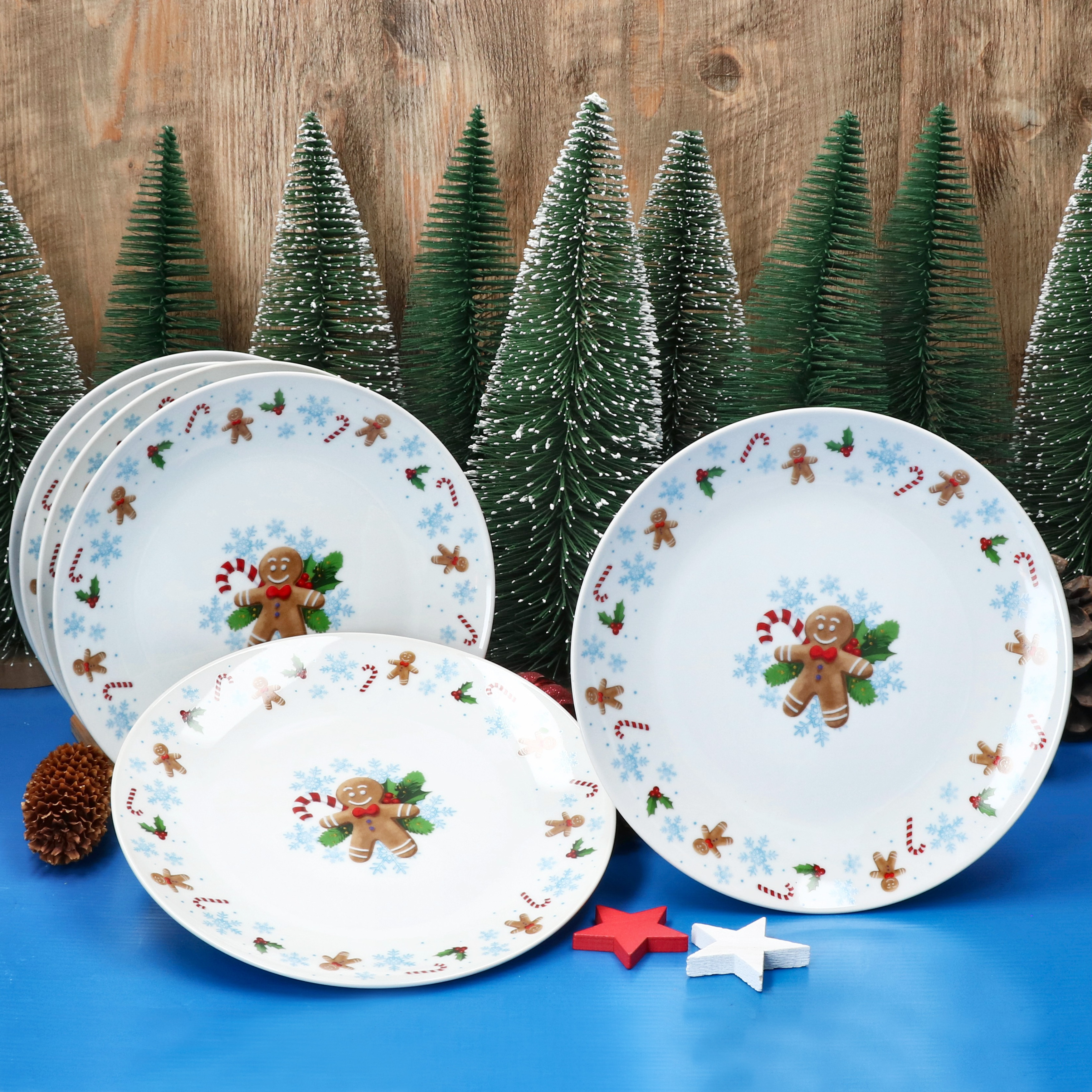 Image of 6x Porcelain Cake Plates For 6 People, Dessert Plates, Christmas