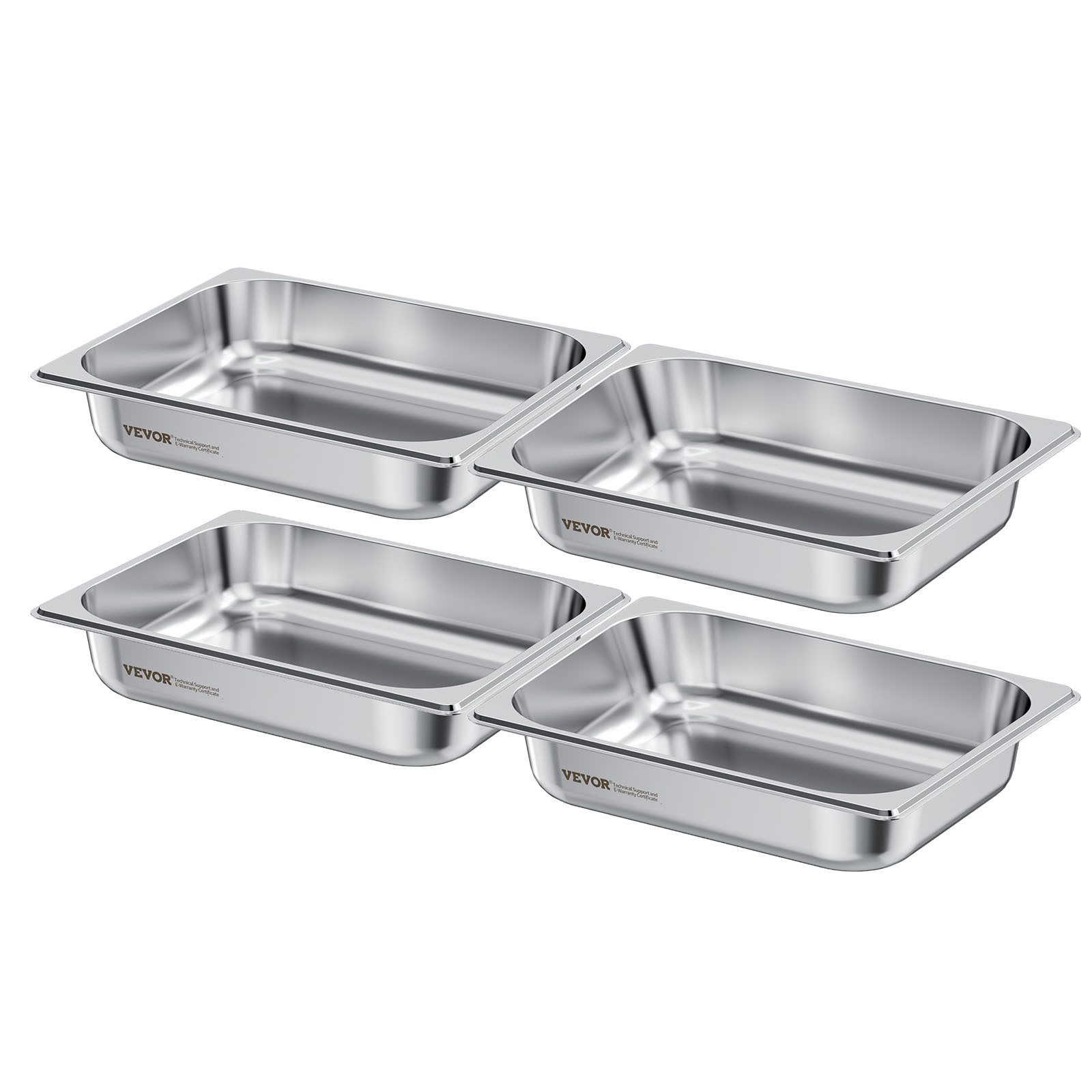 Vevor 4 Pack Stainless Steam Hotel Pan, 1/2 Size Table Steam Pan, 2.5 Inch Deep Anti Jam Restaurant Supplies Reusable Catering Storage For Home, Party, Restaurant, Hotel, Buffet