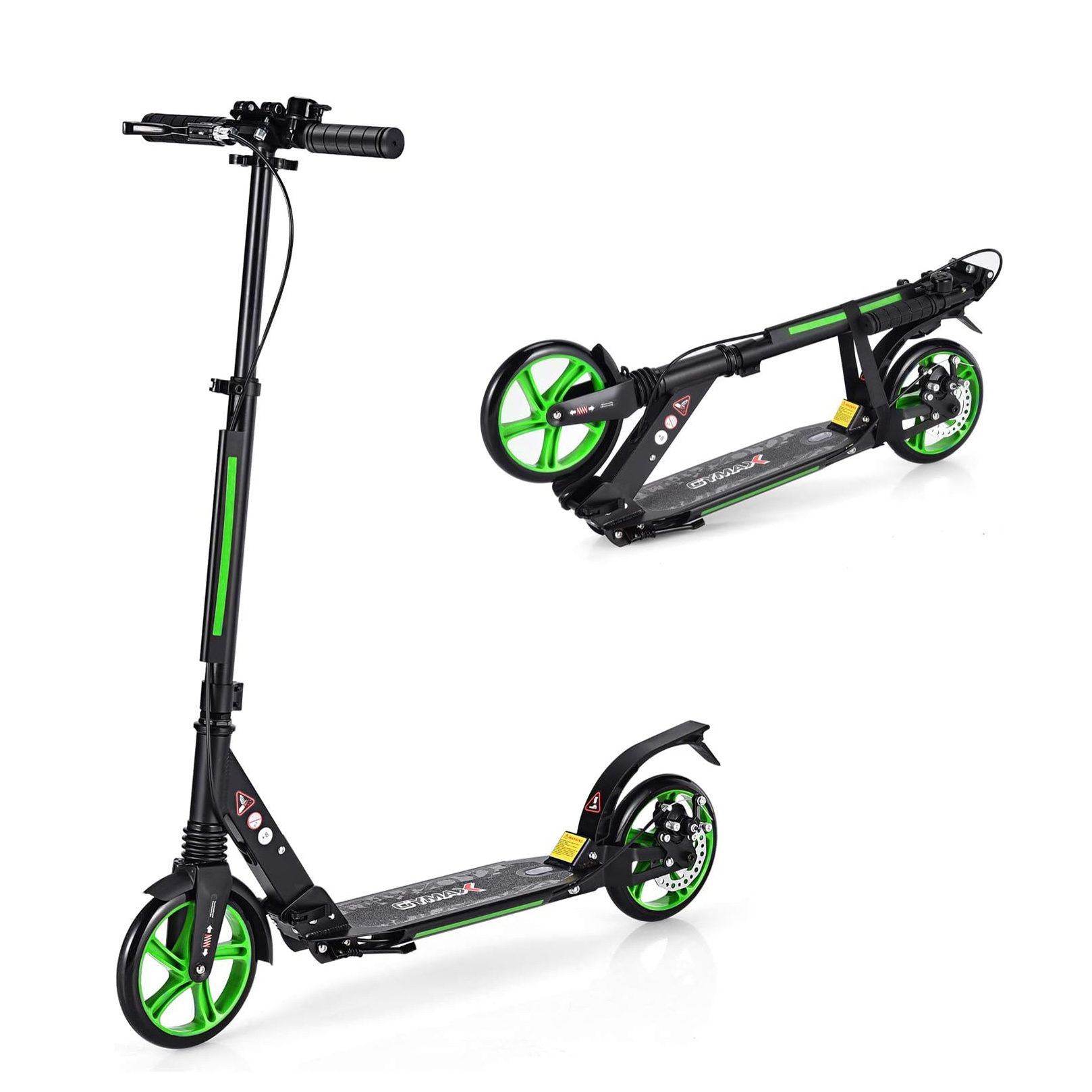 Kick Scooter For Kids Ages 8+, Teens & Adults, Folding Scooter With Large 8" Pu Wheels, Adjustable Handlebar, Anti-shocking Suspension & Carry Strap, Lightweight Aluminum Alloy Scooter, Gray