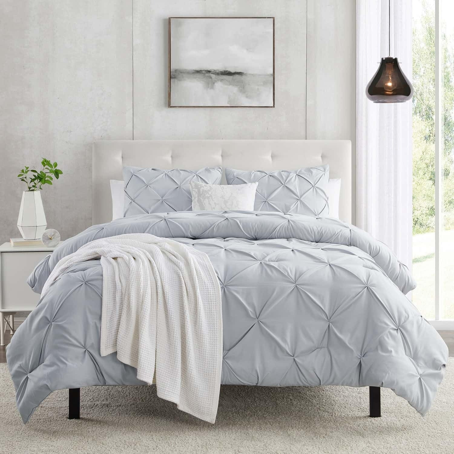 TEMU 3pcs Premium Pintuck Duvet Cover Set With Pillowcases – Pinch Soft Microfiber Bedding, Hotel Quality, Breathable Quilt Cover, Machine Washable
