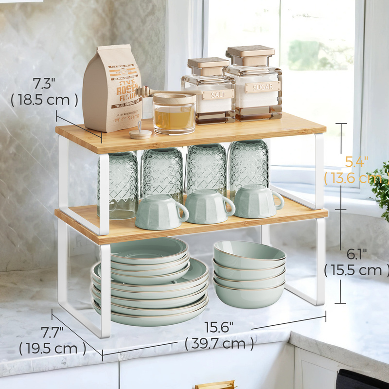 TEMU Portaspezie, Set Organizzatori da Cucina, Scaffale da Cucina, Impilabile, Nuvola e Beige Naturale