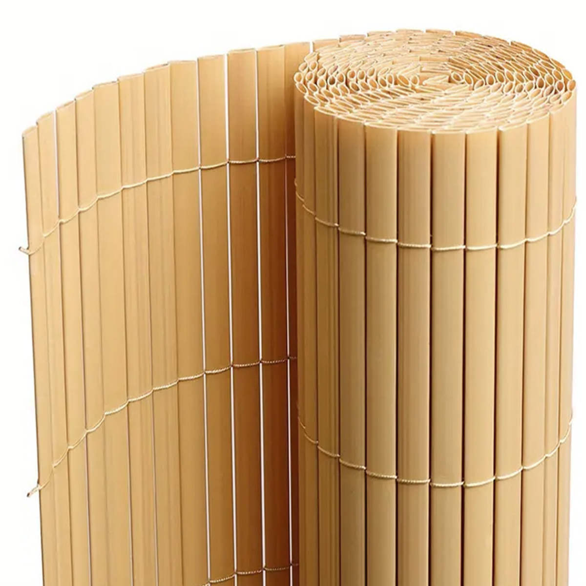 TEMU Brise Vue en PVC Tube Plat,Clôture Protection pour Jardin terasse Balcon Coloris Naturel Bambou - Hauteur 80 x Longueur 300 cm 1700g/m2