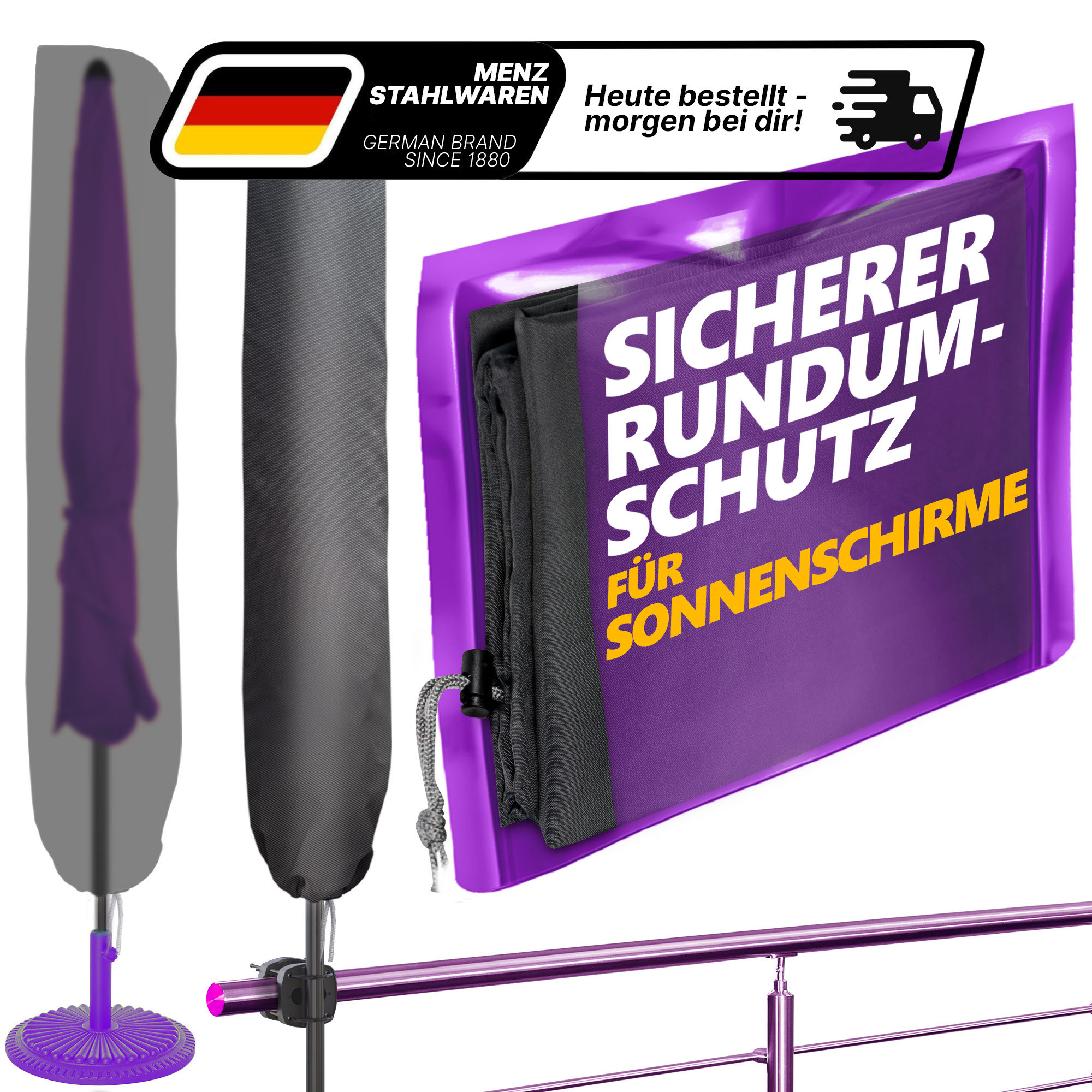 TEMU Home Sun Shade Cover - Selectable Colors: /black/taupe | Suitable For Shades Up To Ø 3 M, Including Ø 2 M And 2 M X 1.25 M | , Weather-resistant