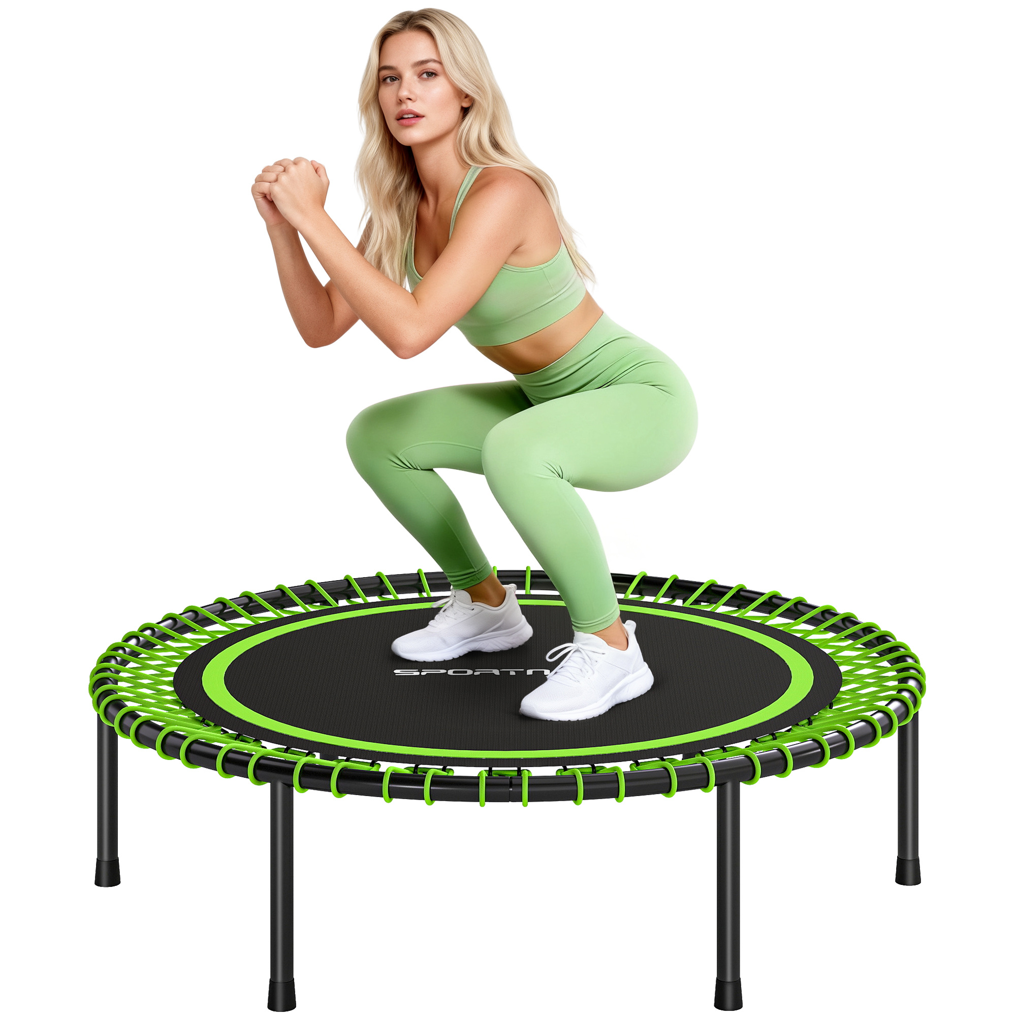SPORTNOW Trampolín de Fitness Adultos Ø114 cm, Cama Elástica con Marco de Acero Reforza...
