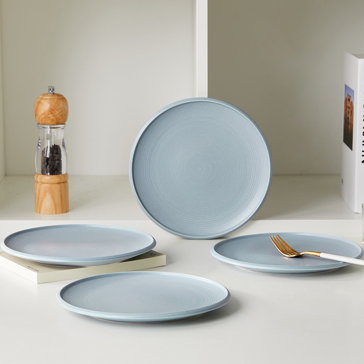 TEMU 4-piece, , 8-inch Ceramic Dinnerware Set – Dessert Plates, Salad Plates, Bread Plates, Fruit Plates, Western Plates, Steak Plates, Pasta Plates,