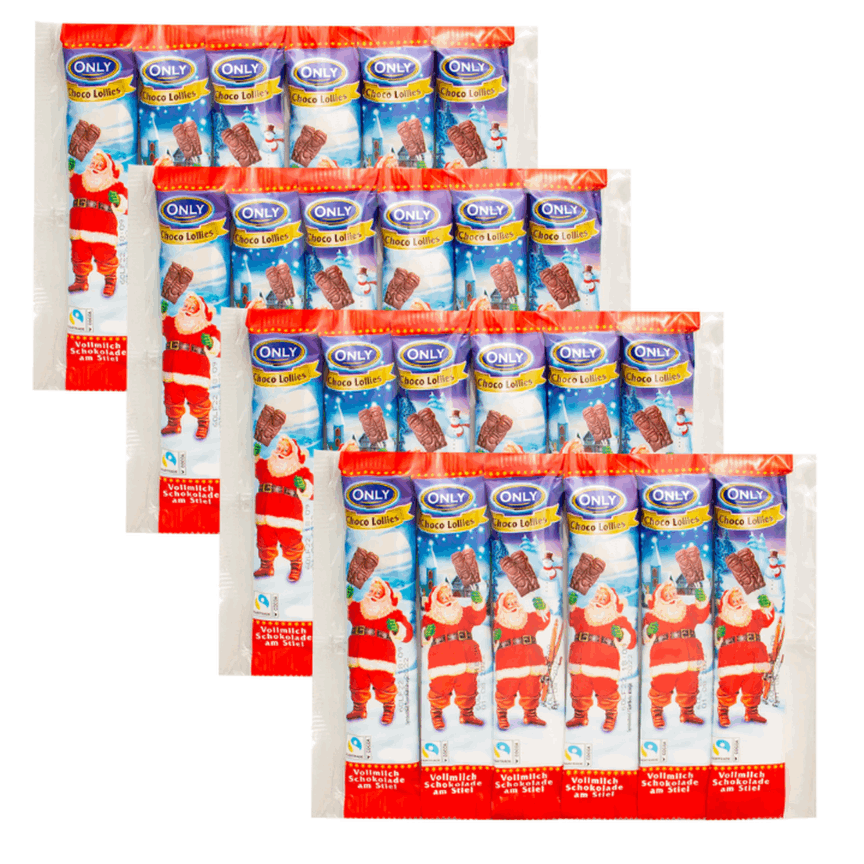Image of Only Christmas Full Milk Chocolate Sticks 4 X (6 X 13g) - Sweet Christmas Treat For Big And Small.