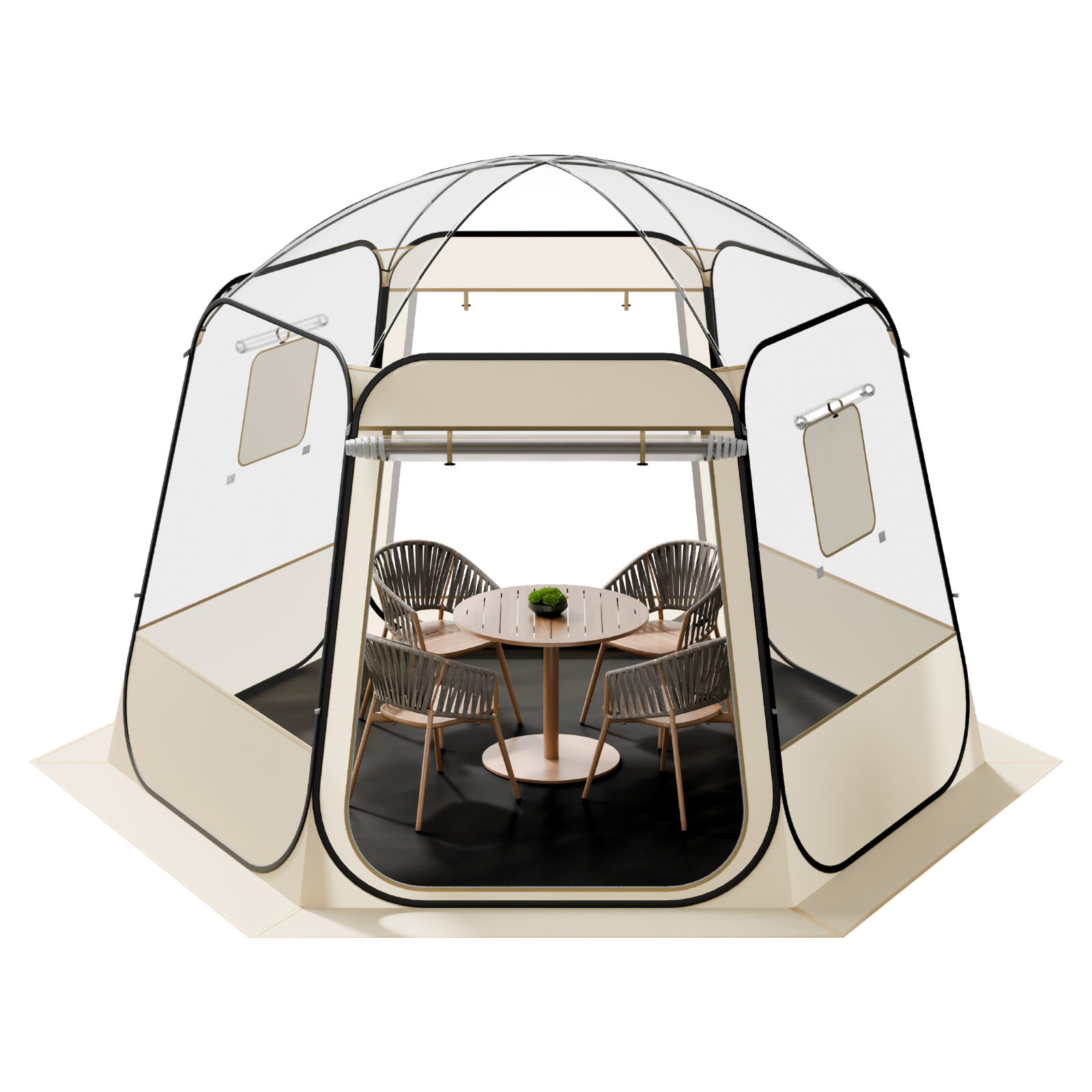 Image of Vevor Pop Up Bubble Tent, 3.05 X 2.75 M, Clear Camping Tent Shelter, Outdoor Garden Dome Tents With Windows, 540° Panoramic View, For 4-8 Patio Backyard