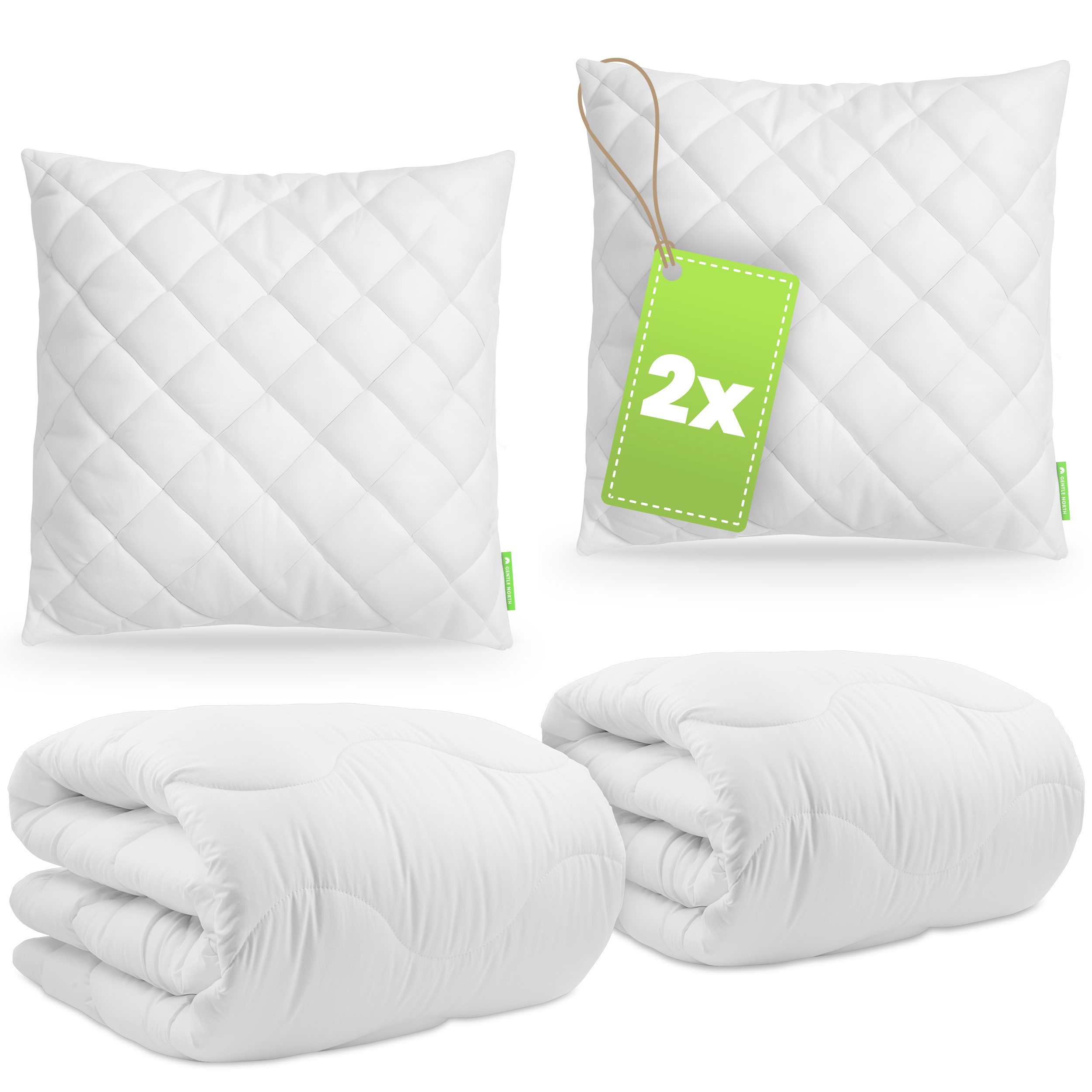 Sleep Set 2x Duvet With 2x Pillows 80x80 - Bedding Set Consisting Of Breathable Duvet & Pillowcases - Certified - Washable Up To 60°