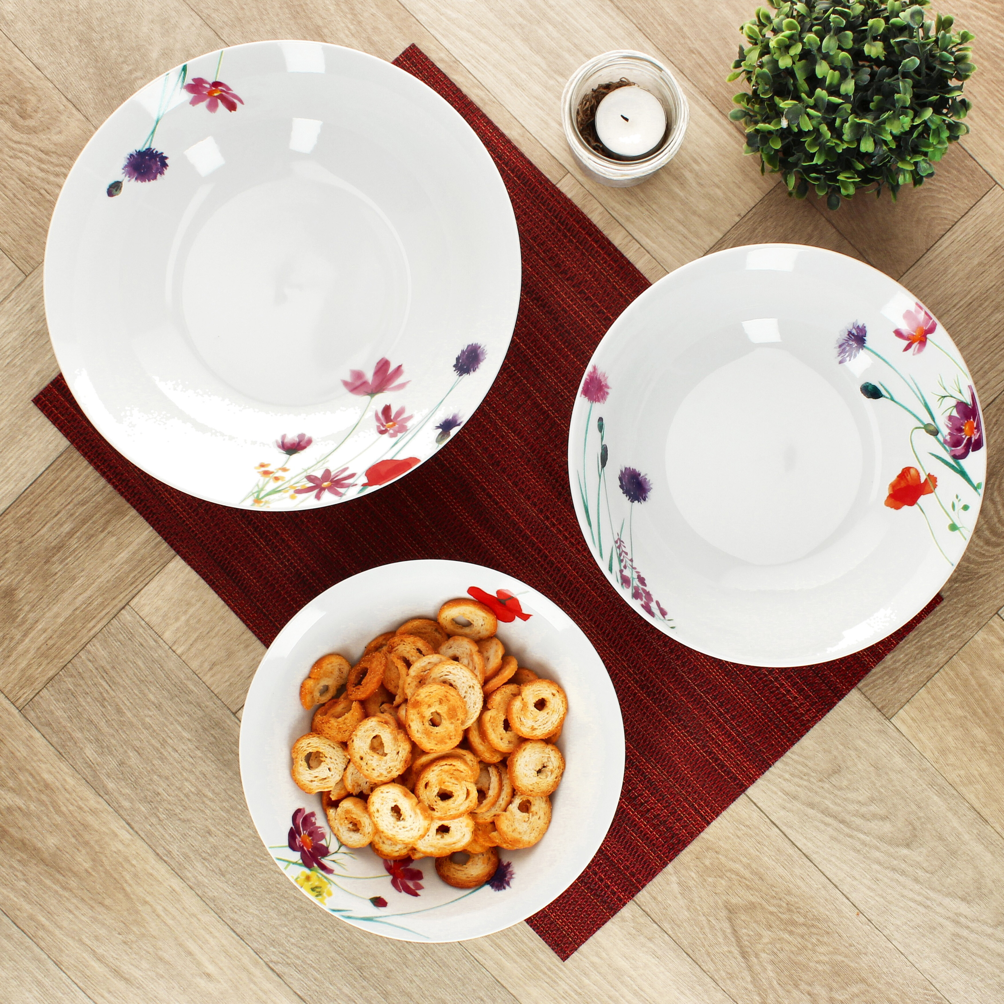 Image of 3pcs Server Bowl Set Marie 650ml 1l & 1.3l Porcelain