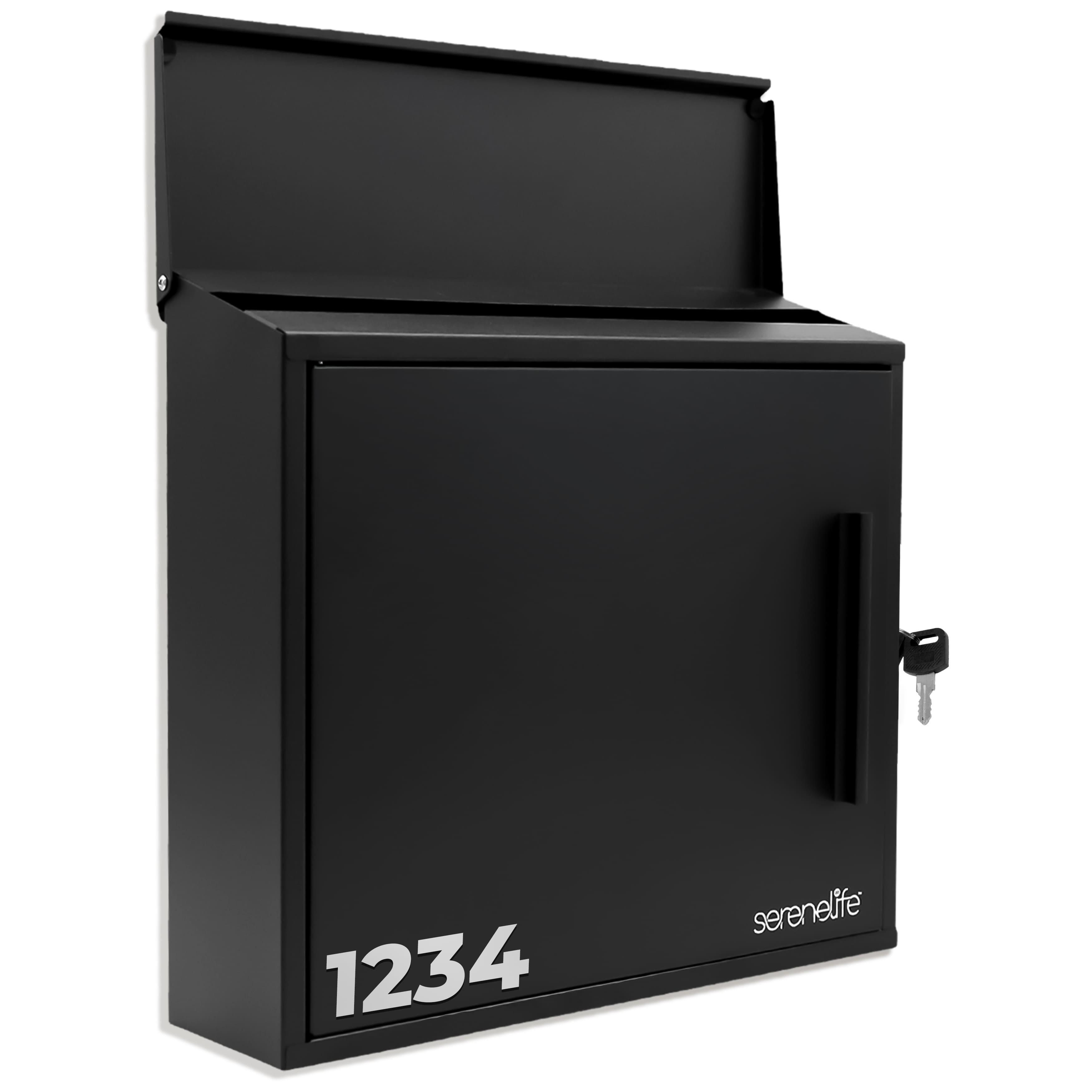 Mailbox, - 21x33x35cm, Wall-mounted Mailbox Without Newspaper Compartment - Waterproof Letter Box Including Mounting Material & House Numbers For Sticking, 2 Keys, Easy Assembly, Black