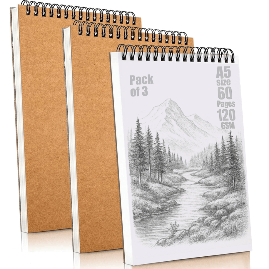 TEMU A3 A4 A5 Sketchbook For Artists – 120 Gsm Thick Paper, 60 Pages (), Thick Hard Cover, Top Spiral Bound – Ideal For Drawing, Sketching,