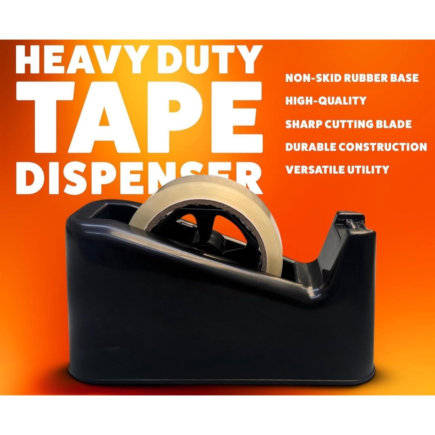TEMU Heavy Duty Tape 1 Roll Of Tape 66m X 25mm - Weighted Rubber Base, Sharp Cutting Blade, One-handed Operation, Desktop Adhesive Distributor For