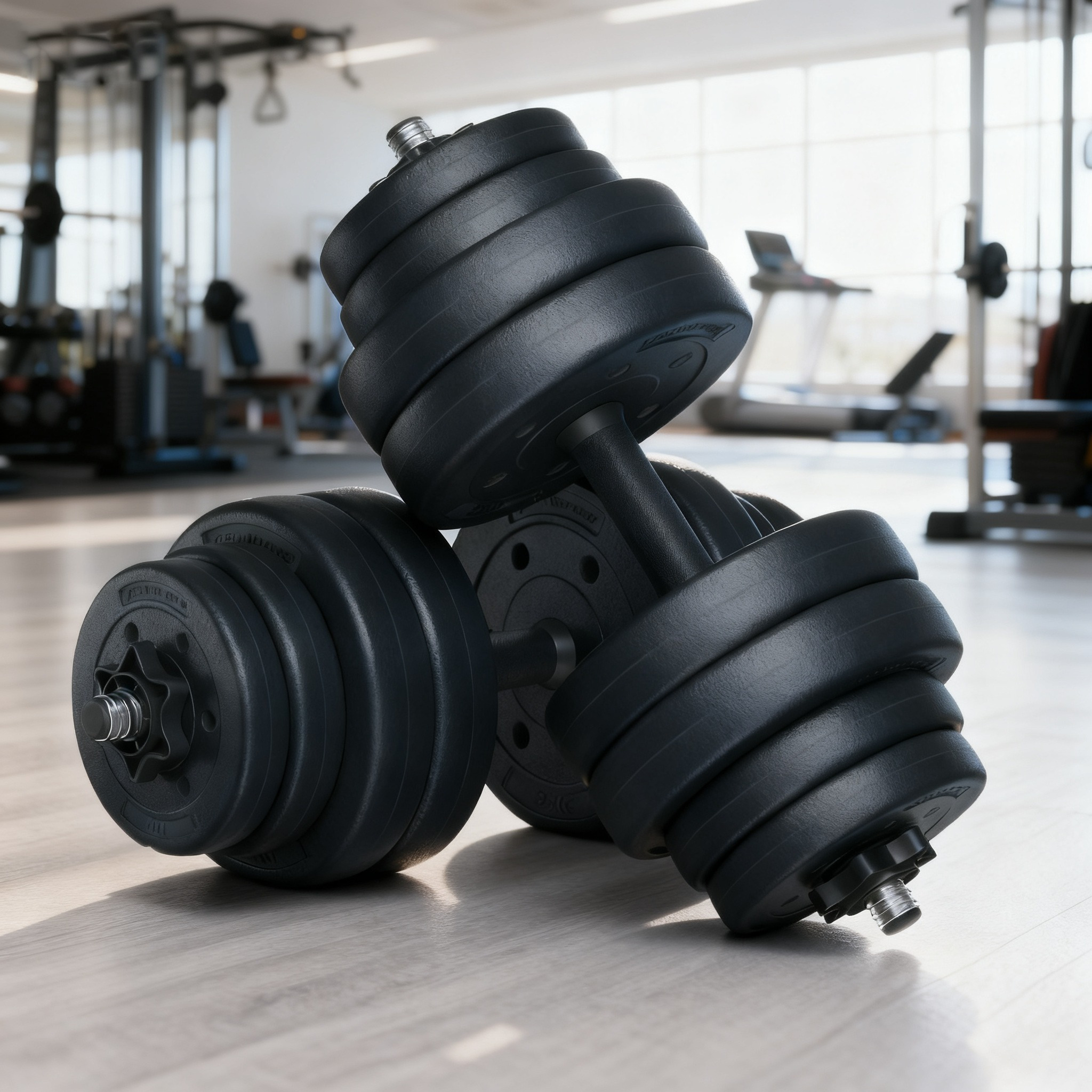 2 in 1 dumbbells dumbbell set with connecting steel pipe 2 x 10 kg 2 x 15 kg tinted black adjustable suitable for     studio equipment for women and men