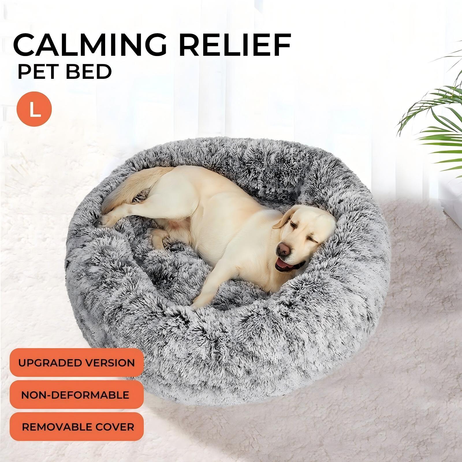 TEMU Large Dog Bed, 90x27cm Washable Calming Cushion - Super Soft Plush & High-sided Support For Medium/large Dogs, Cats, And Puppies, Non-slip