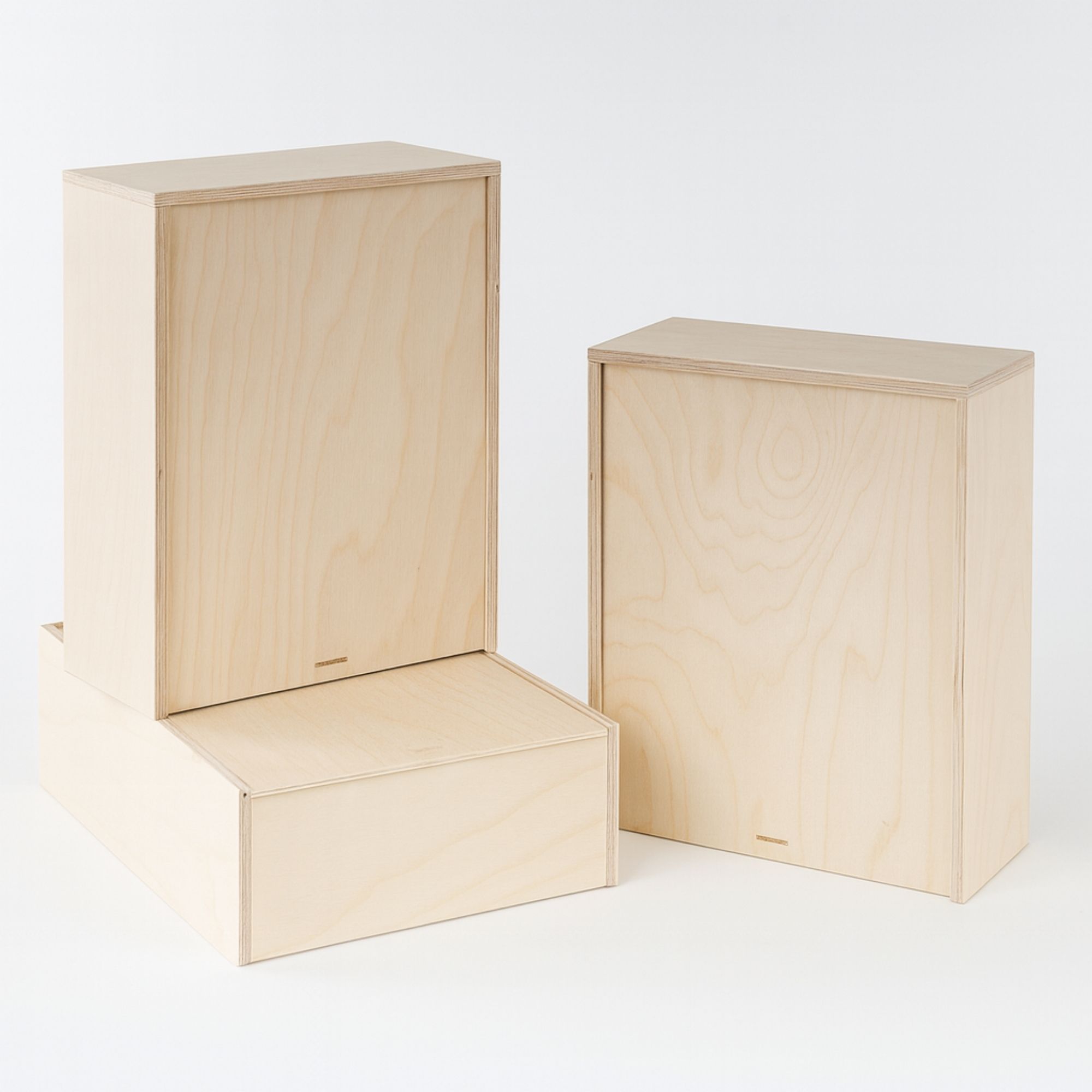 Image of 3-piece Set Boxes With Sliding Lids – Gift Box & Storage In 32×24×10.5 Cm And 37×27×10.5 Cm – Handcrafted, Versatile, Decorative, Ideal For Jewelry, Photos, Keepsakes & More