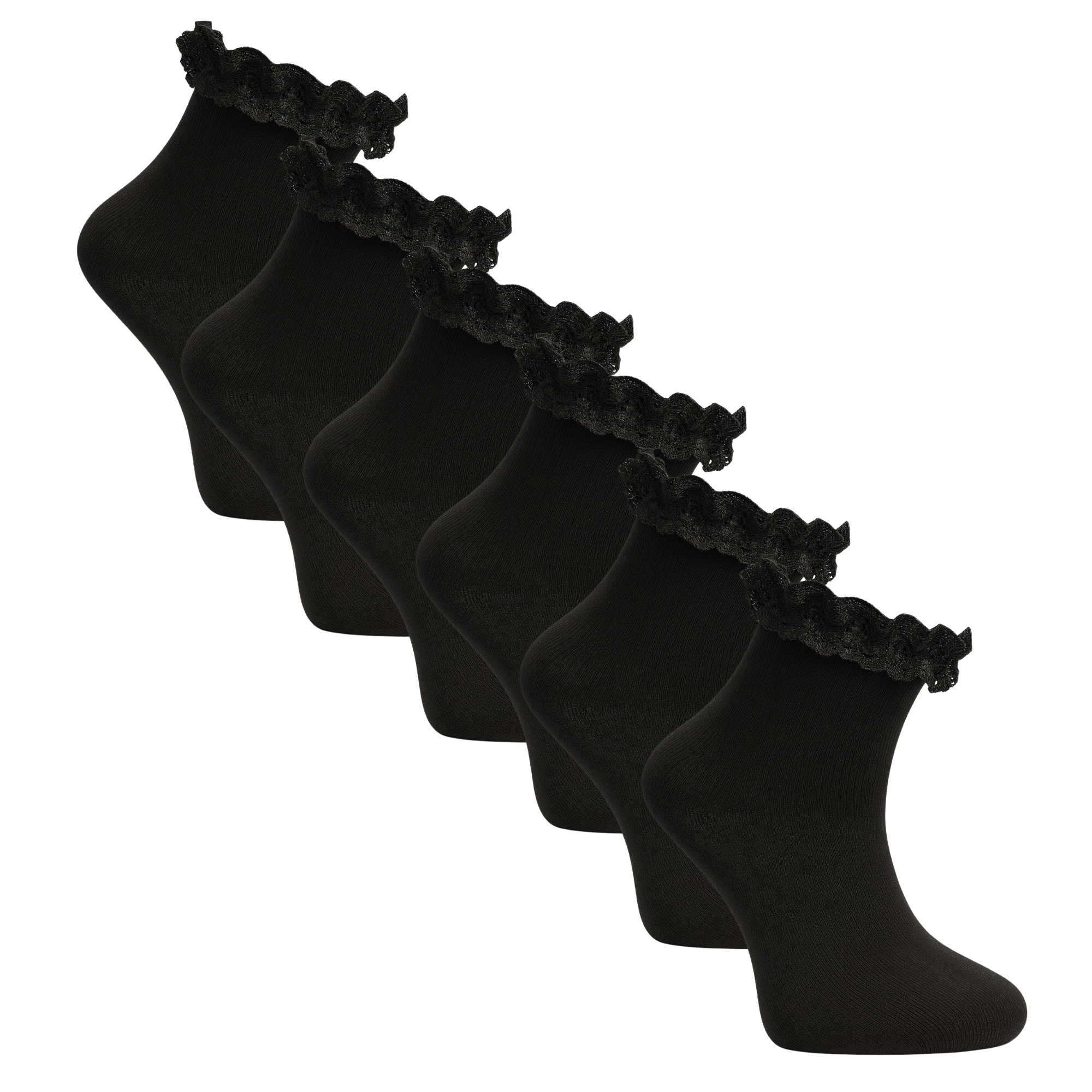 TEMU 6 / 12 Pairs Girls Frilly Socks School Socks Lace Ankle Sock Trim Dance Sock For Girls Size 4-6