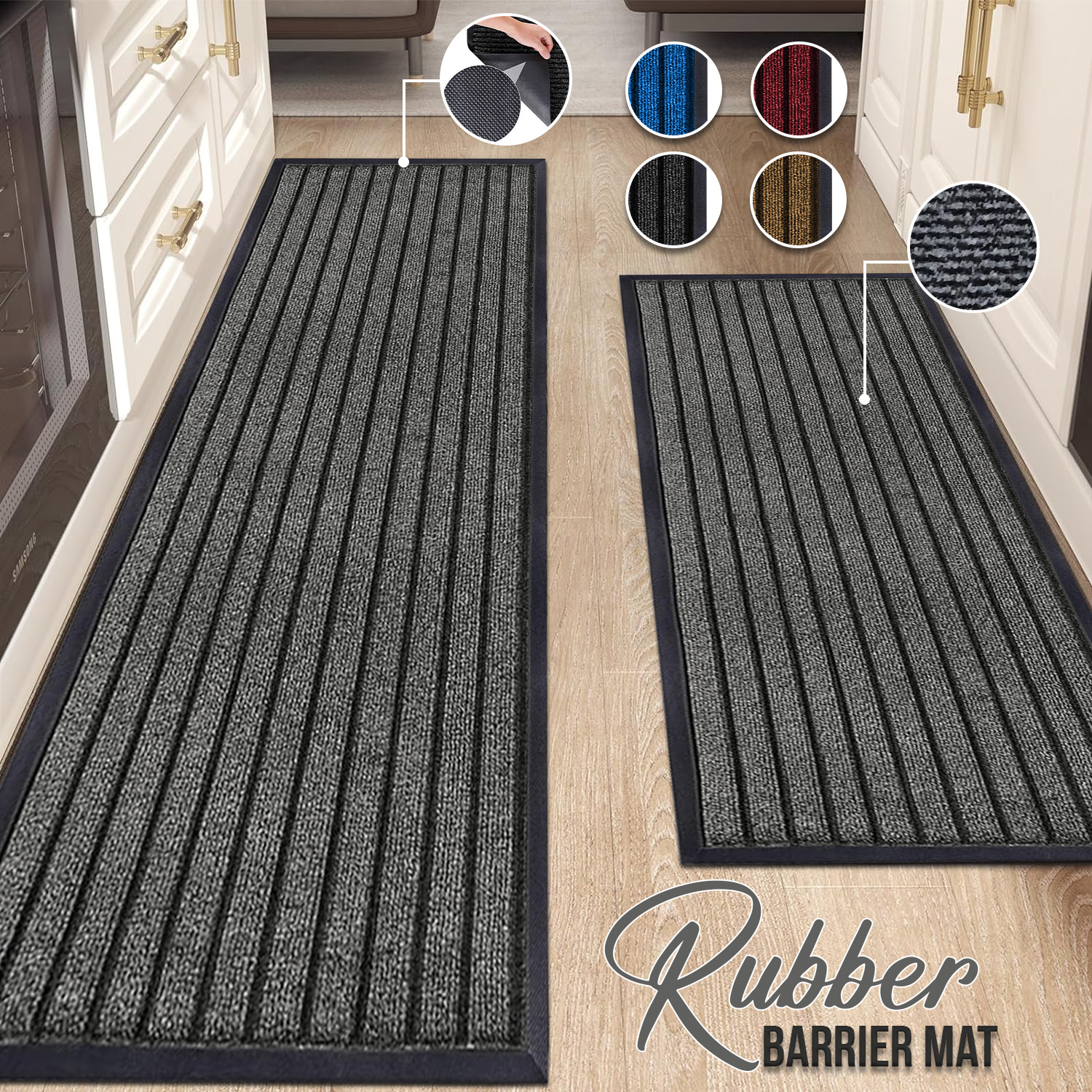 1pc non   rubber mat heavy duty durable pvc rubber mat with strong rubber backing ideal for indoor outdoor use kitchen bathroom easy to clean