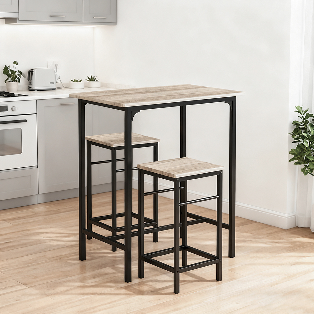 TEMU Barhocker-Set für das – 3-teiliges Küchenset mit hoher Tisch und 2 Hockern – Kompakte Barhocker für kleine Küchen und Wohnungen – PHU21-O