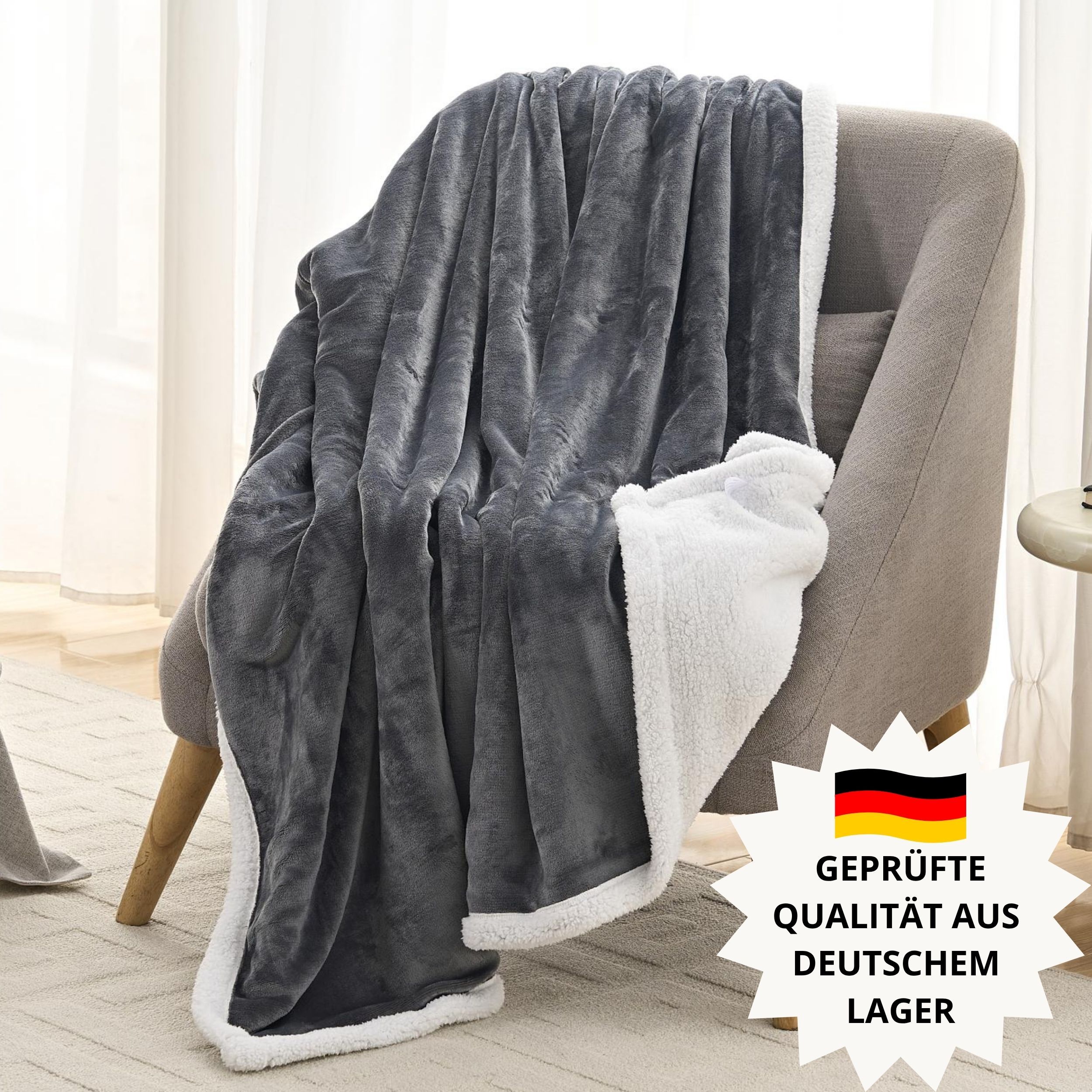 Double-sided Sherpa Blanket 150 X 200 Cm - Luxurious Cuddle Blanket - Ultra Soft Plush Blanket - Flannel Fleece Blanket With Sherpa Back - 400 Gsm