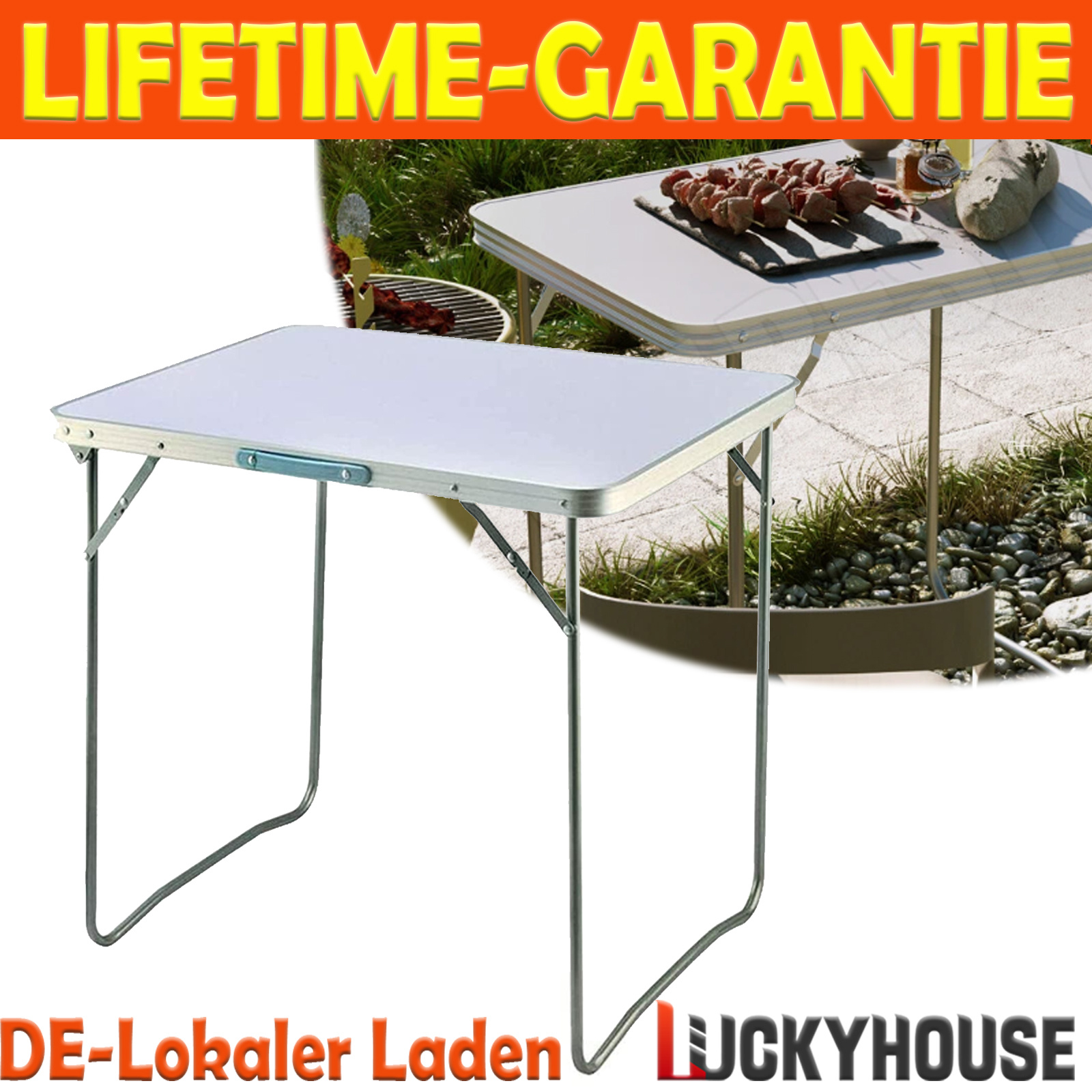 E-shop Verstärkt Klapptisch Alu, 80cm Länge · Leichter Campingtisch · Robuster Gartentisch · Klappbarer Picknicktisch · Tisch für BBQ & Party · Mit