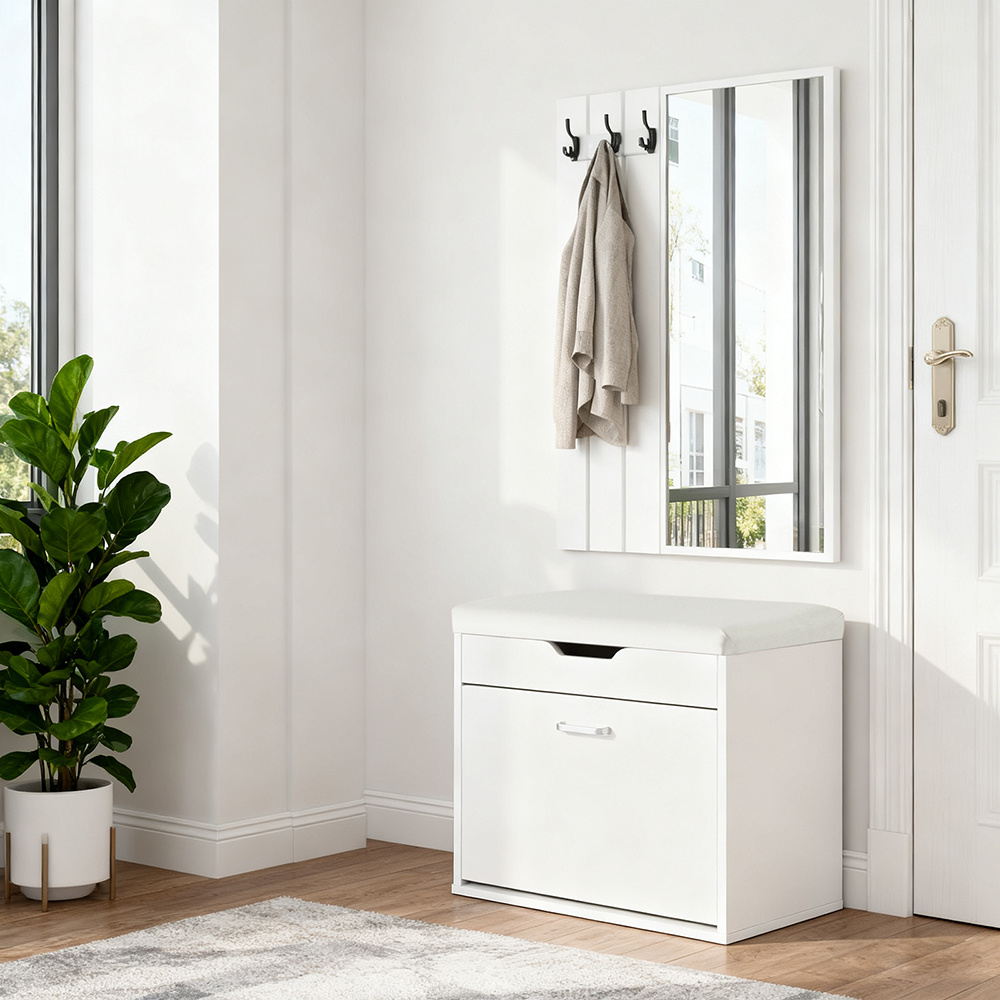 TEMU Banc à Chaussures 1 Pièce avec Coussin et – Rangement Économiseur d'Espace, Siège Pliable et Confortable – Pour Entrée, Salon, Chambre – 150 kg,