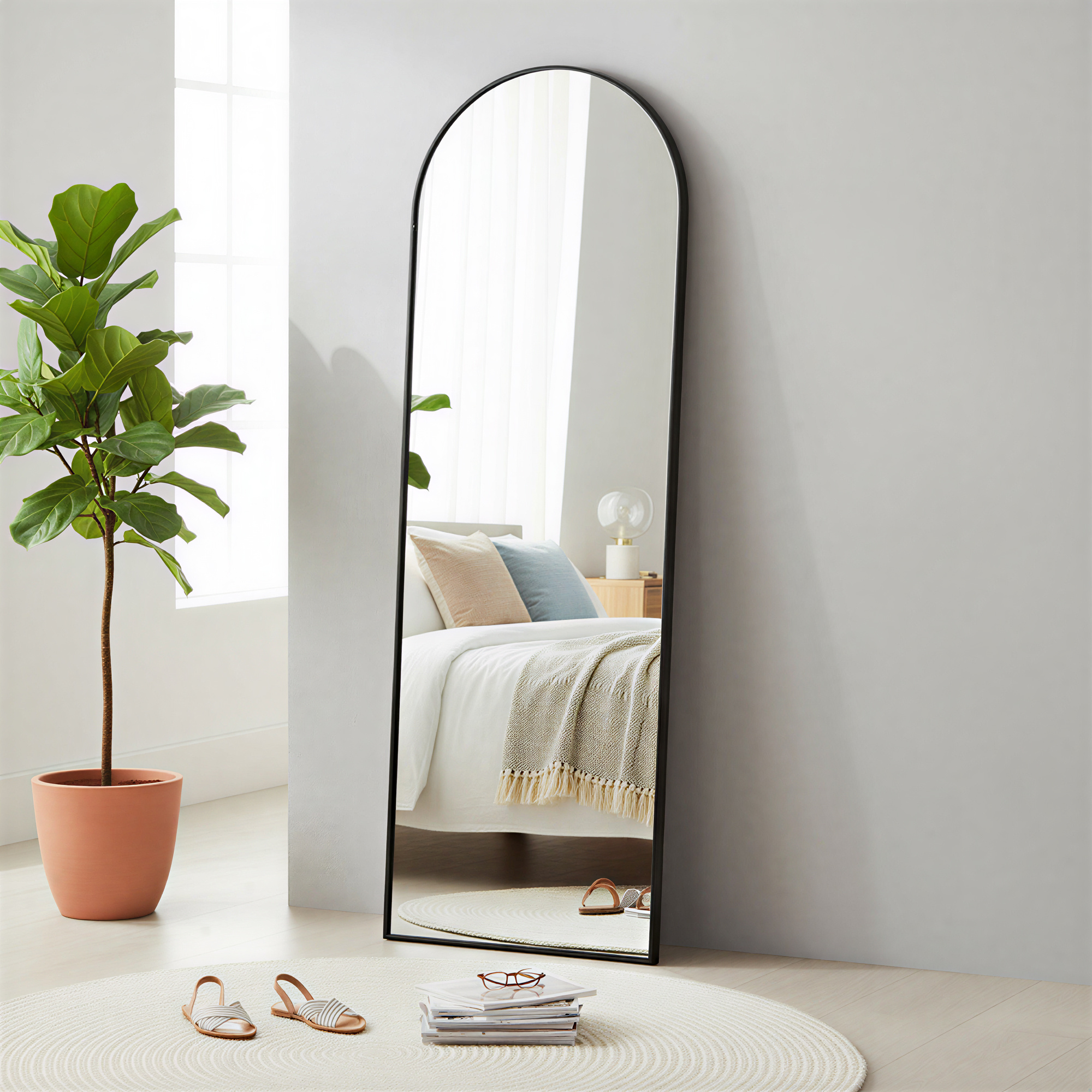 Acrylic Full-body Mirror 120x40 Cm - Break-resistant Aluminum Frame, Distortion-free, Wall Or Door Mounting In , Space- For Small Apartments & Corridors, Tinted Black.