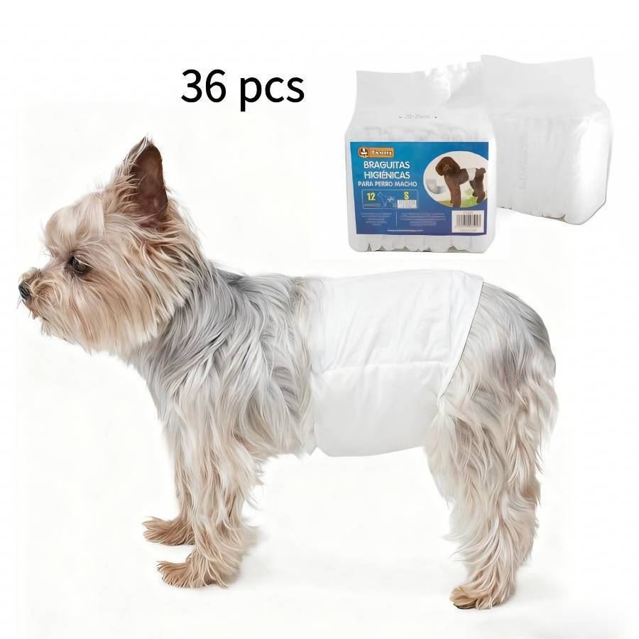 TEMU Pañales desechables para perros , disponibles en tallas XS, S, . Perfectos para tu mascota sale de casa. (36 pañales)