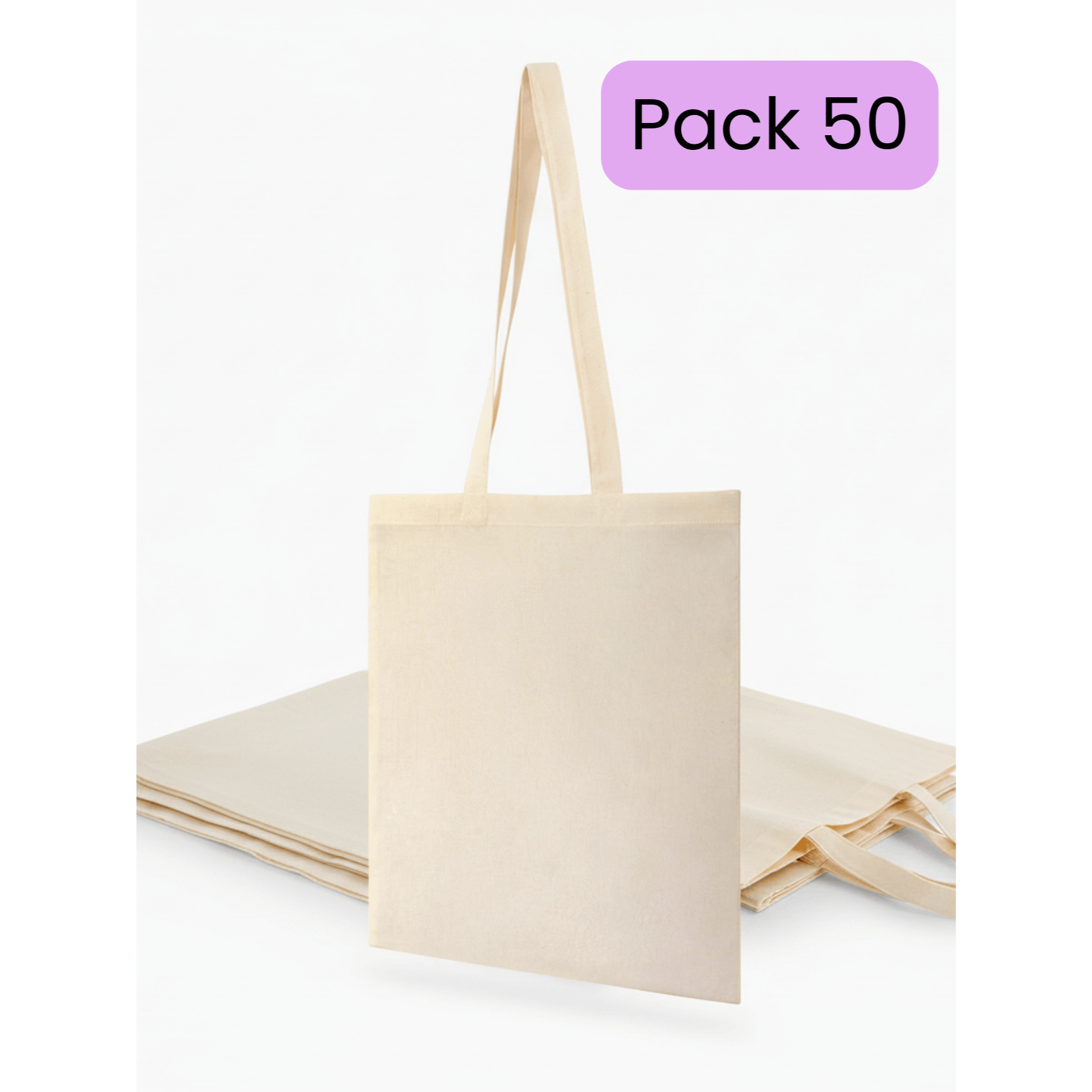 TEMU Pack 50 Bolsas de Tela de Algodón (Envío en 48 Horas) - Tote Bag Larga, Reutilizable - para Regalar, Pintar, Decorar, Manualidades, de Pintura,