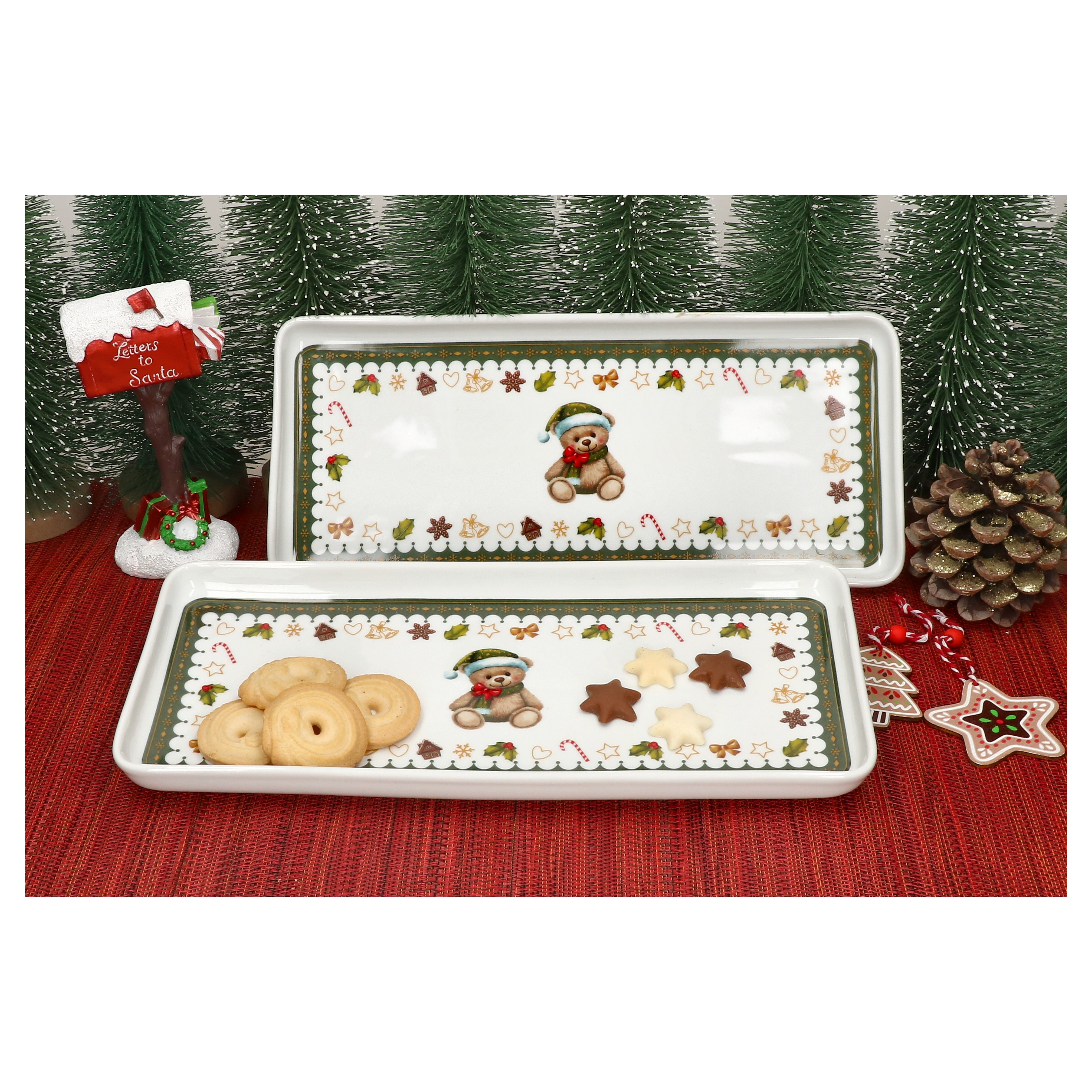Image of Mambocat Friend 2-piece Set Cake Plates 35x15.5 Cm Porcelain Christmas