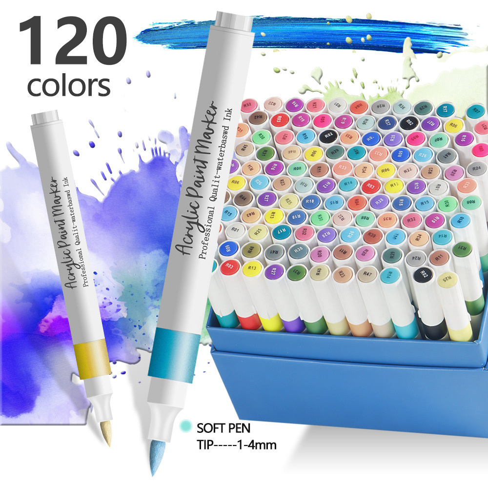 120 colours acrylic paint markers paint pens for   wood ceramic fabric paper colouring book christmas diy crafts art supplies