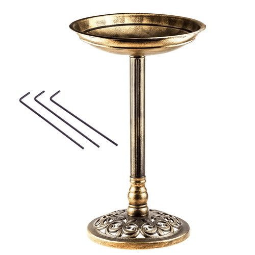 tradational weatherproof pedestal water garden plastic bird bath bronze