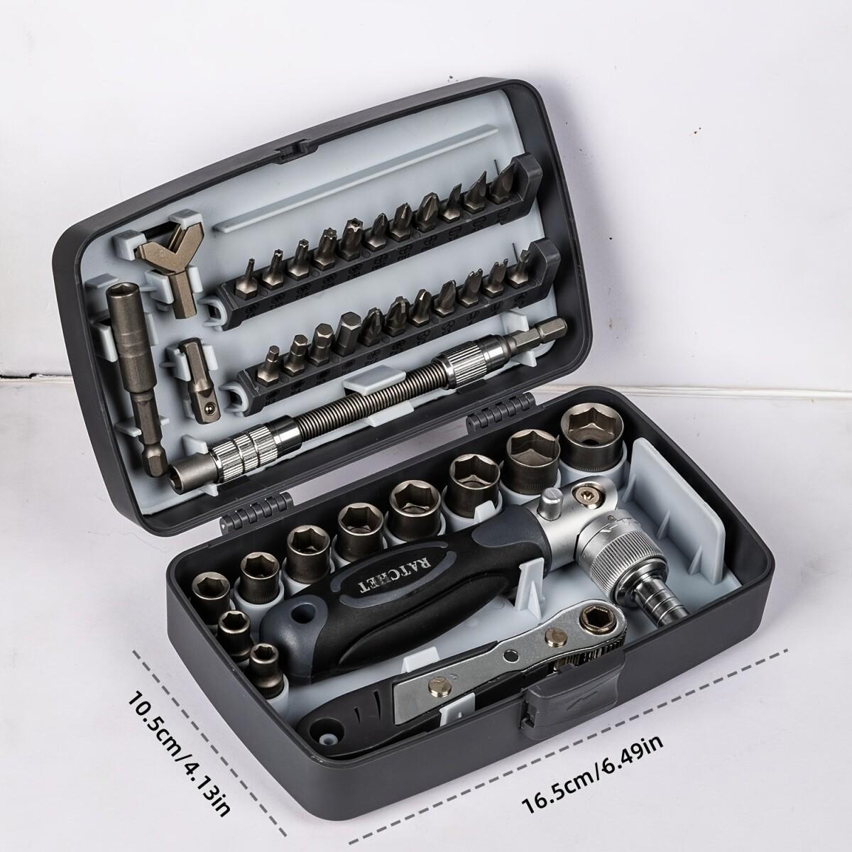 E-shop 38-in-1 Ratschen-Schraubendreher-Set, inklusive verstellbarem Schraubendreher mit Verlängerung, geeignet für Computer, Fahrräder, Automobile und