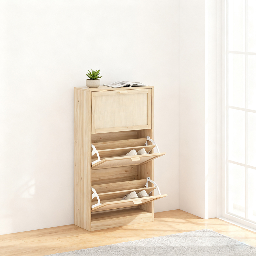 TEMU 1pc Armadio per Scarpe Ante, Commoda per Scarpe, Scaffale per Scarpe, Mobile da Archiviazione per Scarpe Porte, Mobile d', 60x24x118 cm, Legno -