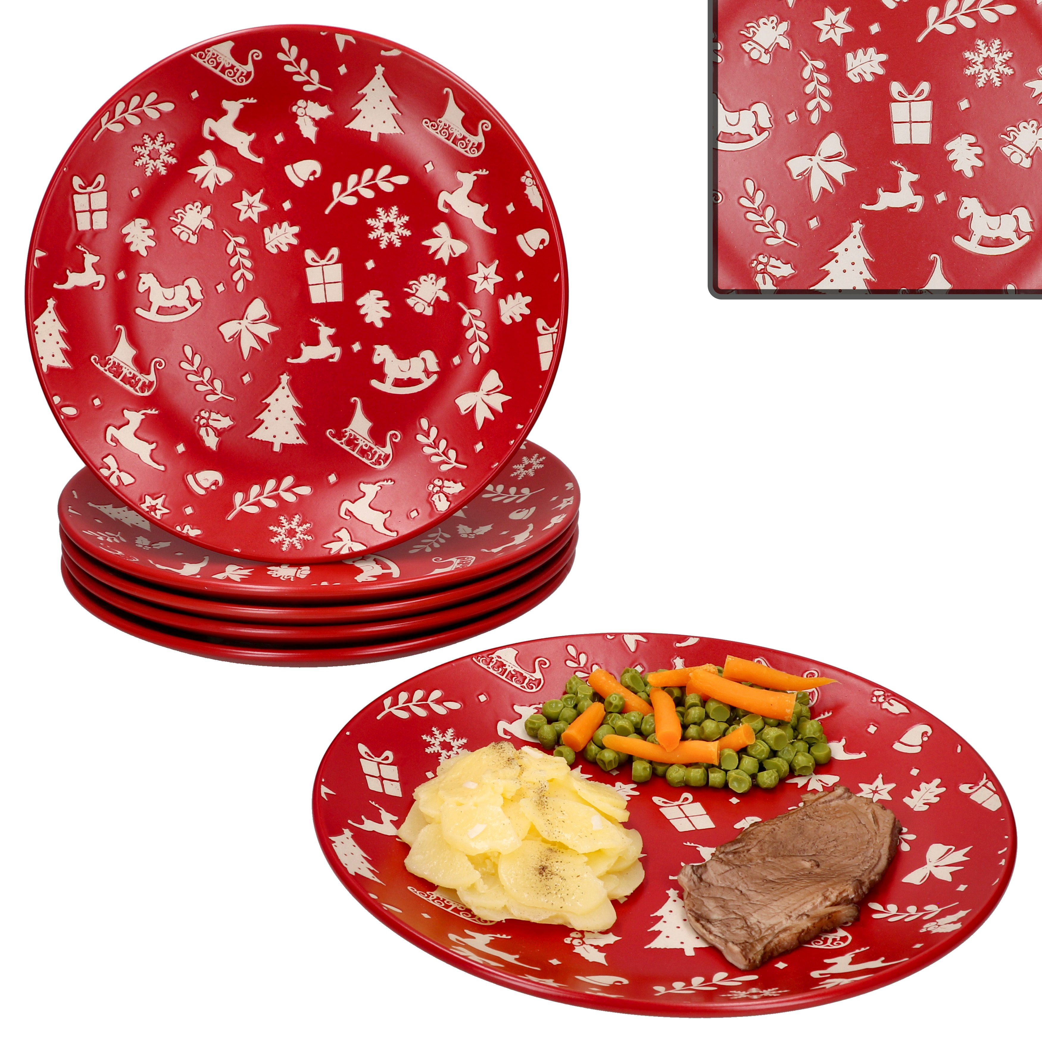 6-piece Set Advent Dinner Plates Ø27cm Stoneware Dinner Plates